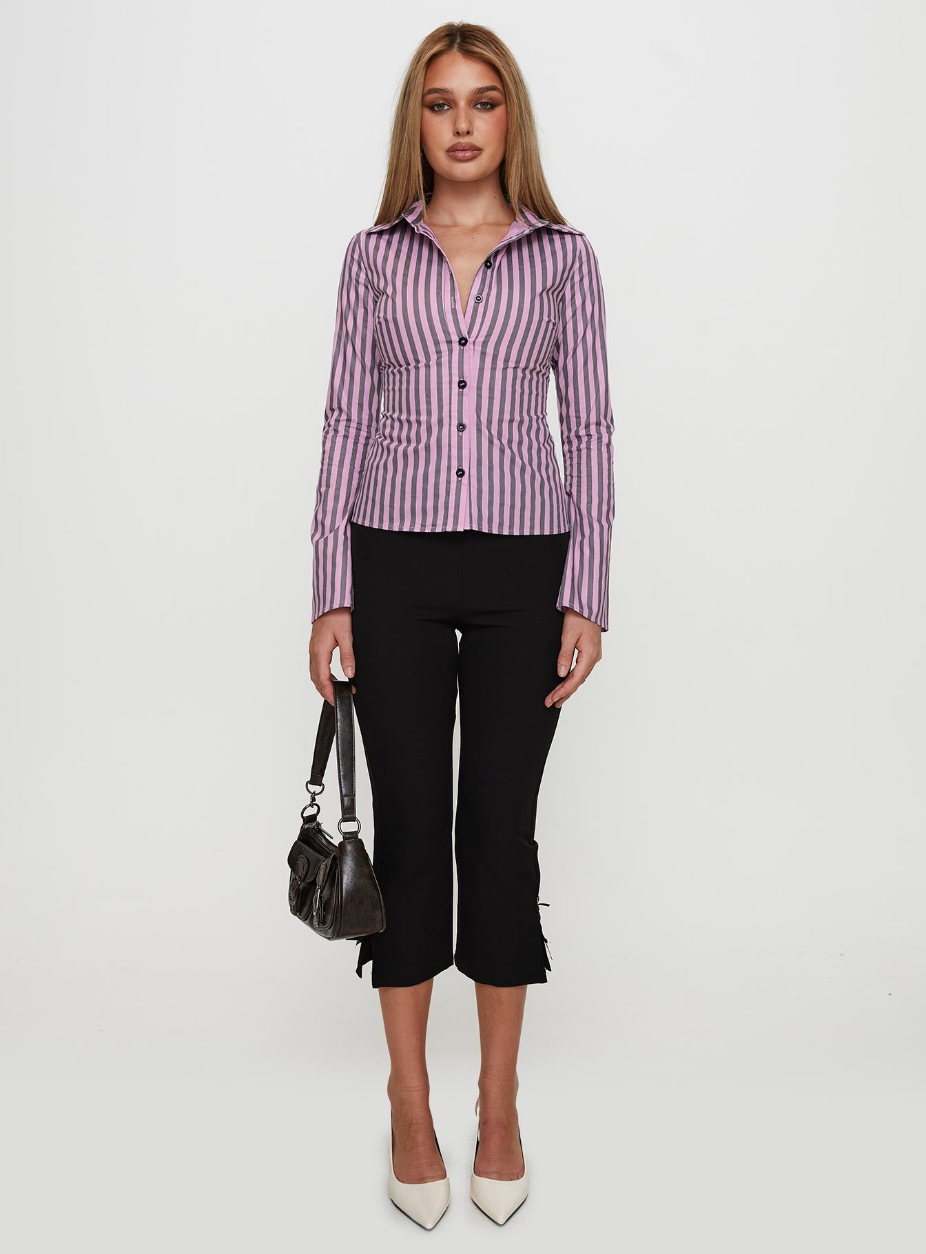 You Hear Me Long Sleeve Top Pink Stripe - Image 6