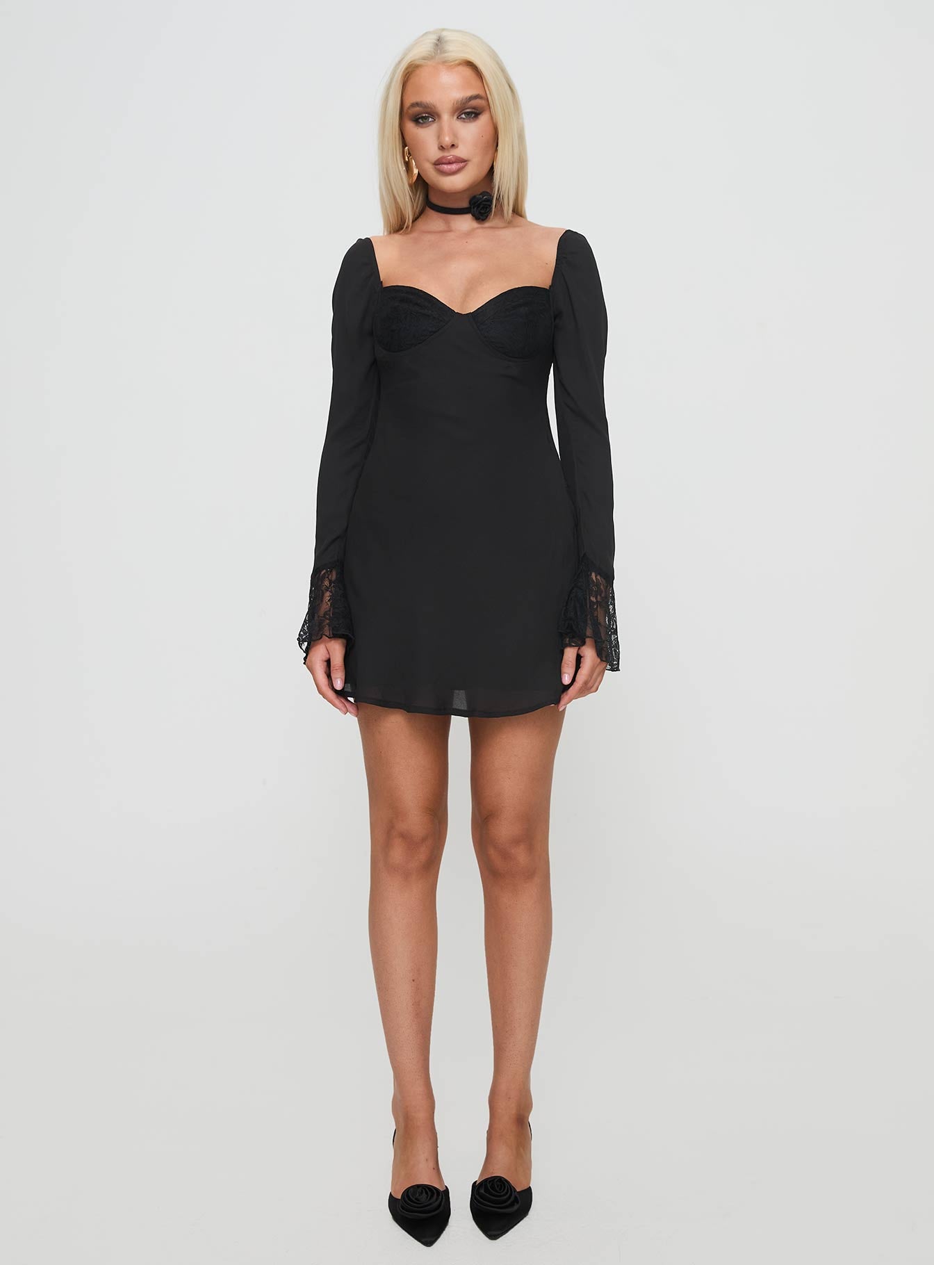 Softer Side Long Sleeve Mini Dress Black - Image 7