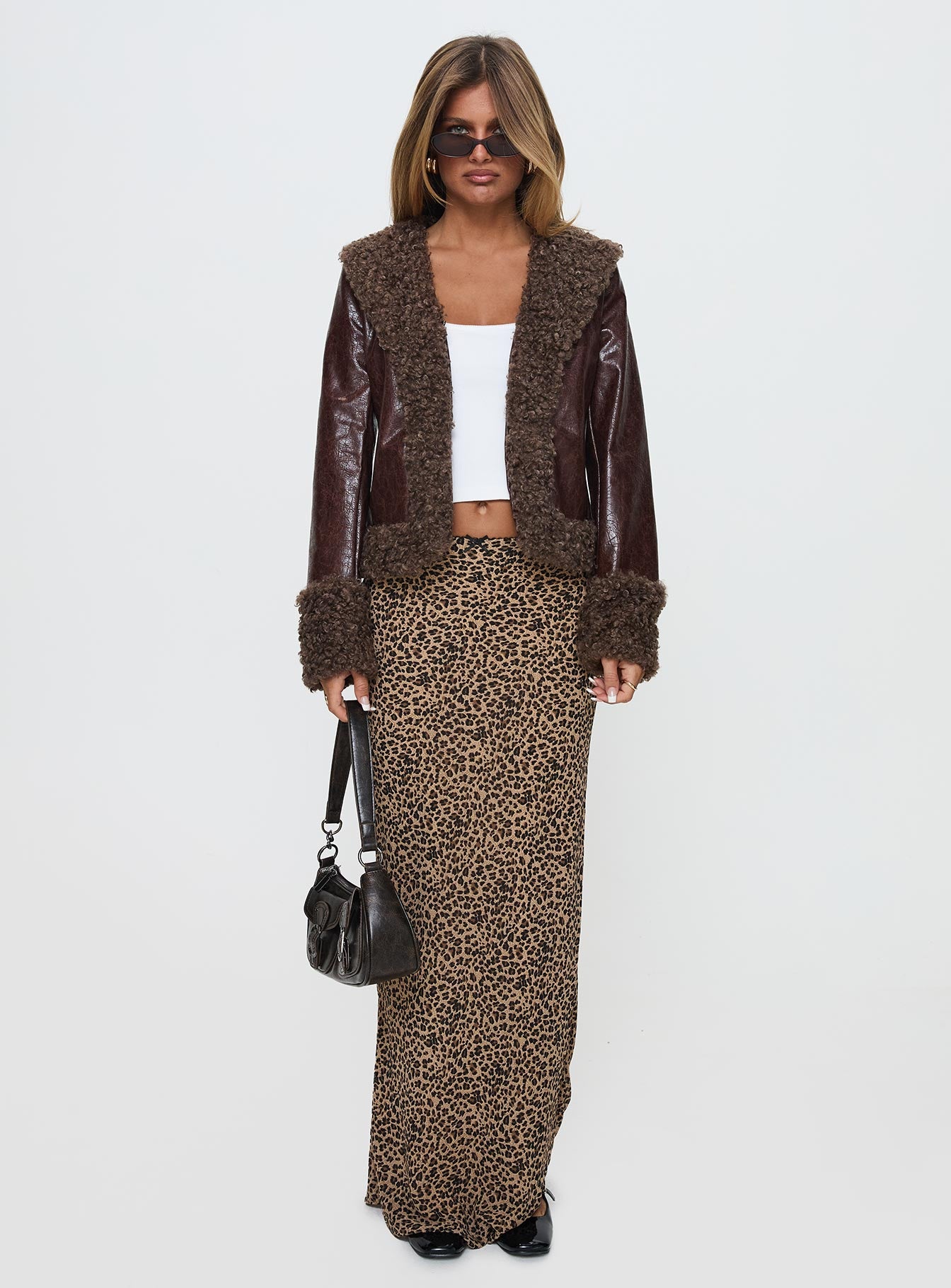 Found A Reason Faux Leather Jacket Brown - Image 6