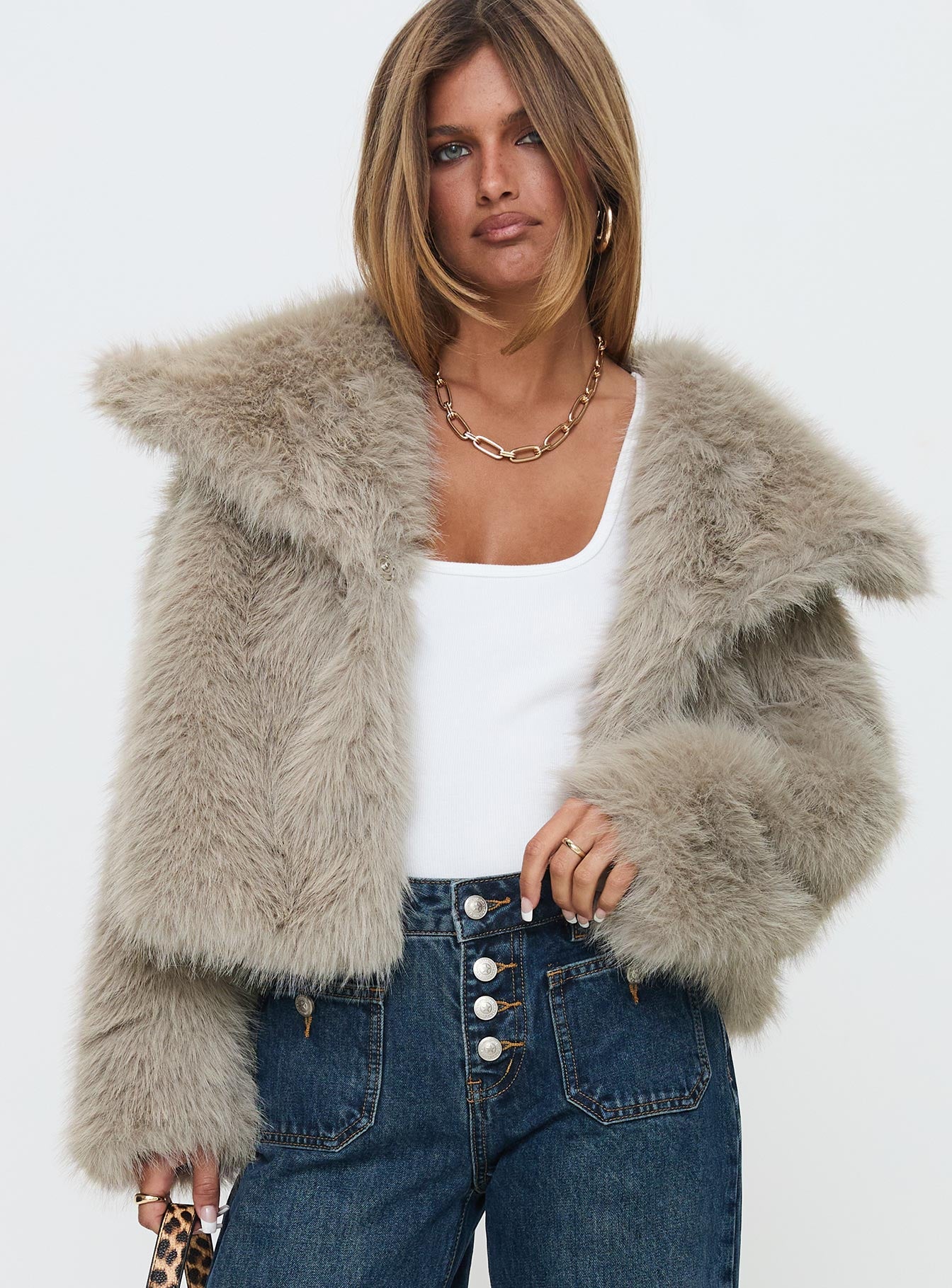Wayland Faux Fur Jacket Grey - Image 6
