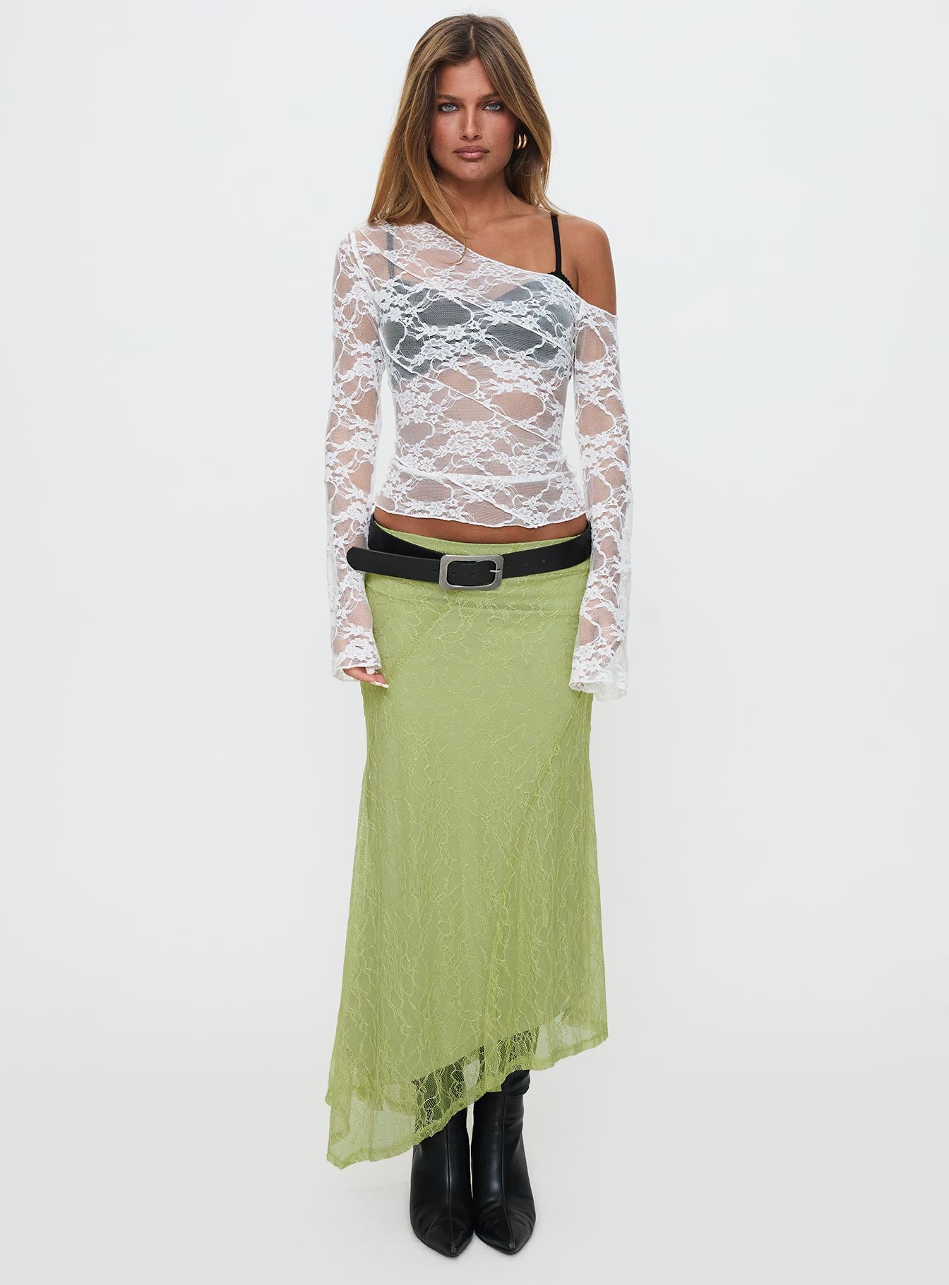 How Ironic One Shoulder Lace Top Cream - Image 7