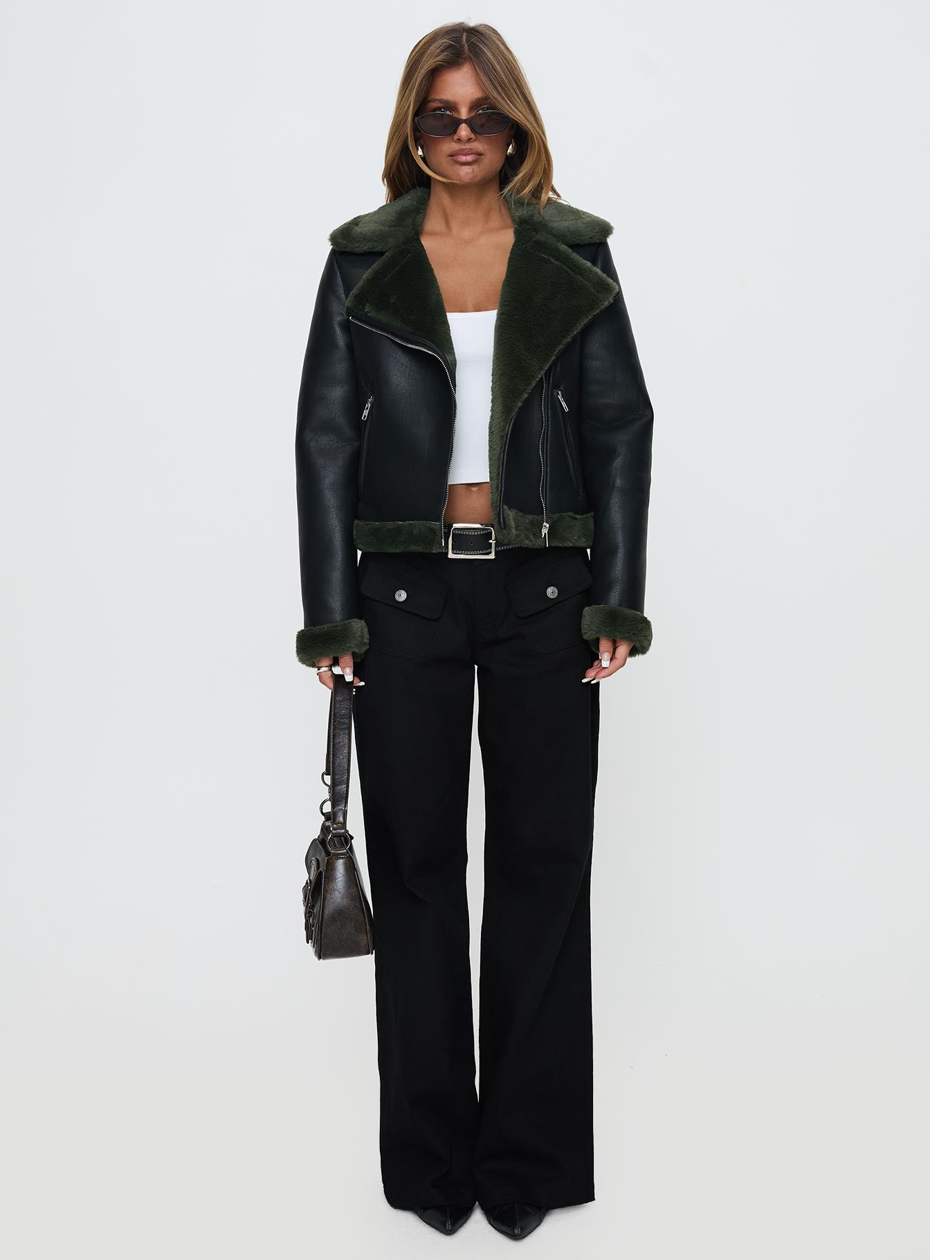 Phaidra Faux Leather Jacket Black - Image 6