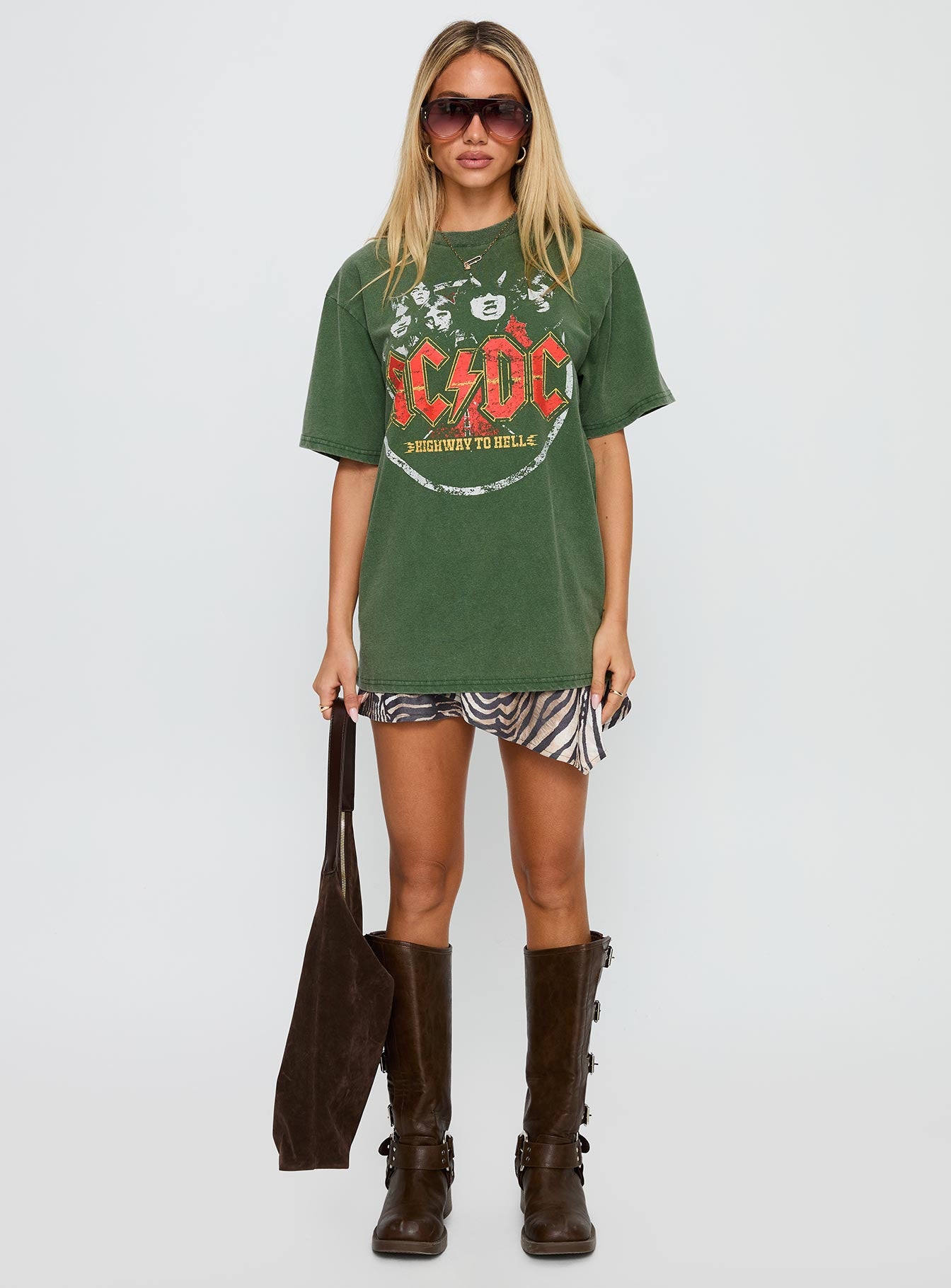 Acdc Vintage Oversized Graphic Top Green - Image 6
