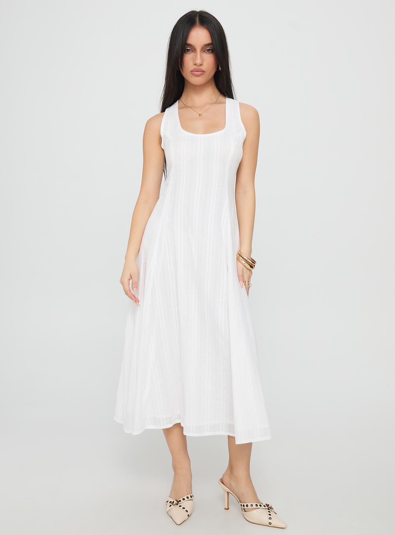 Forever Loved Panelled Midi Dress White - Image 7