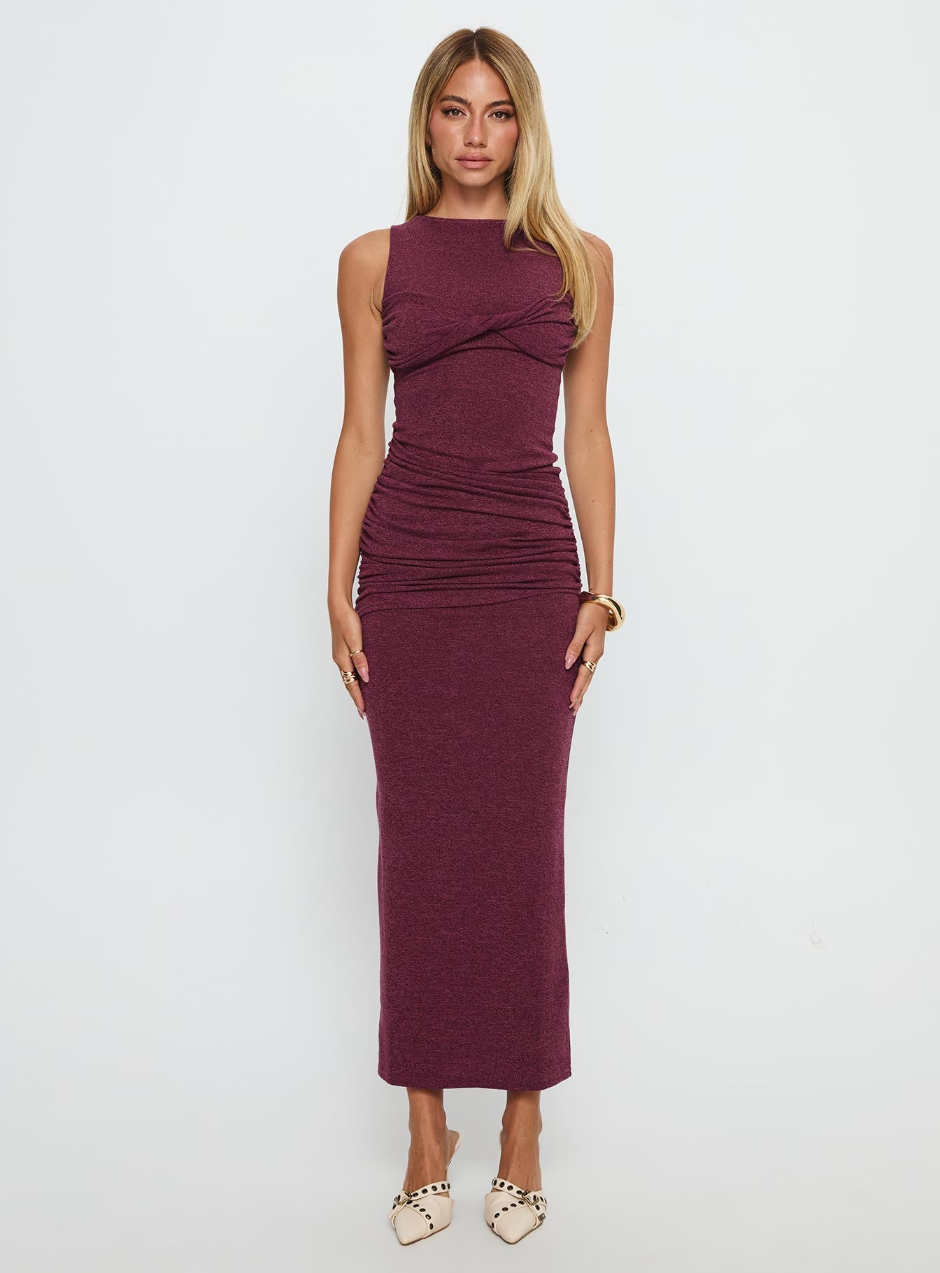 Heart Out Ruched Maxi Dress Plum - Image 7