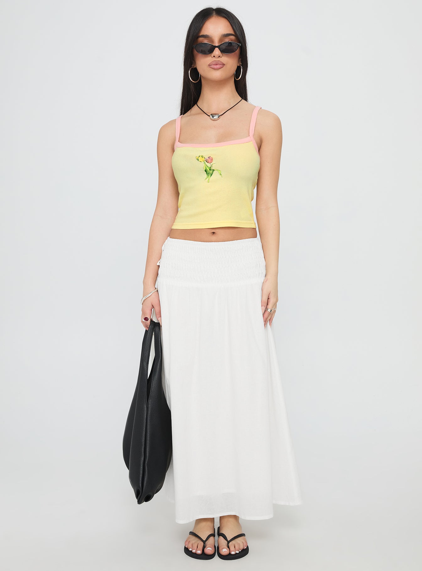 Vence Ruched Maxi Skirt White - Image 7