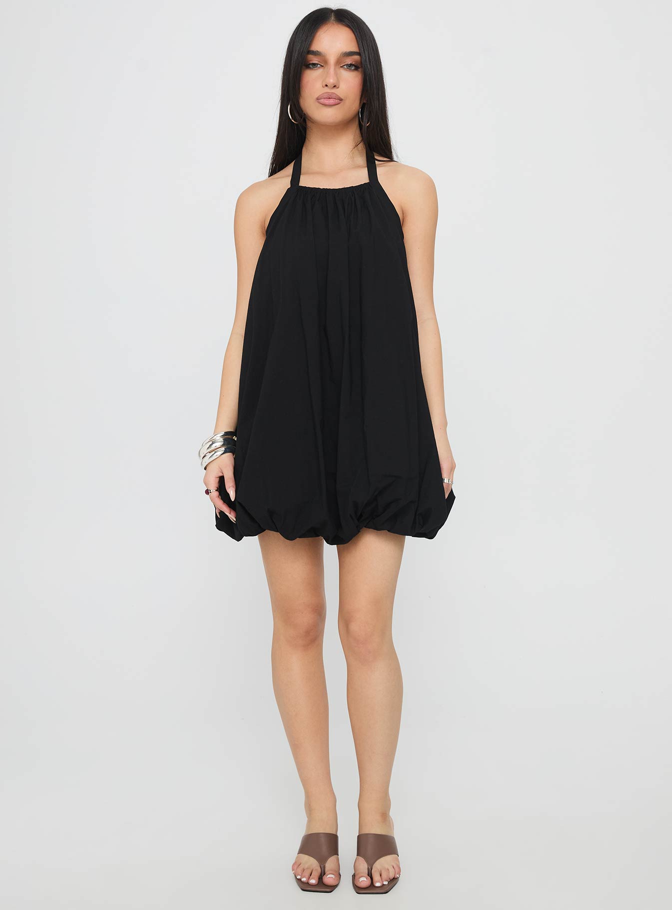 Friandise Bubble Hem Mini Dress Black - Image 6