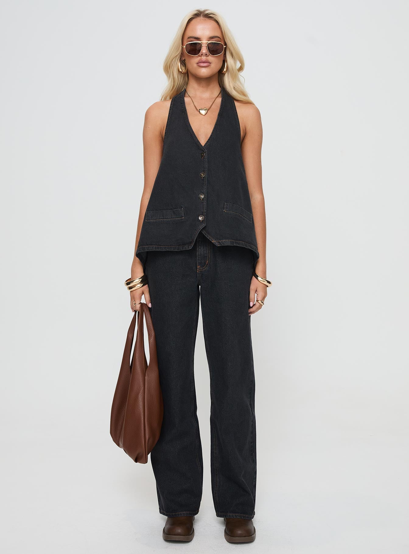 Top Model Low Rise Straight Leg Jeans Charcoal - Image 7