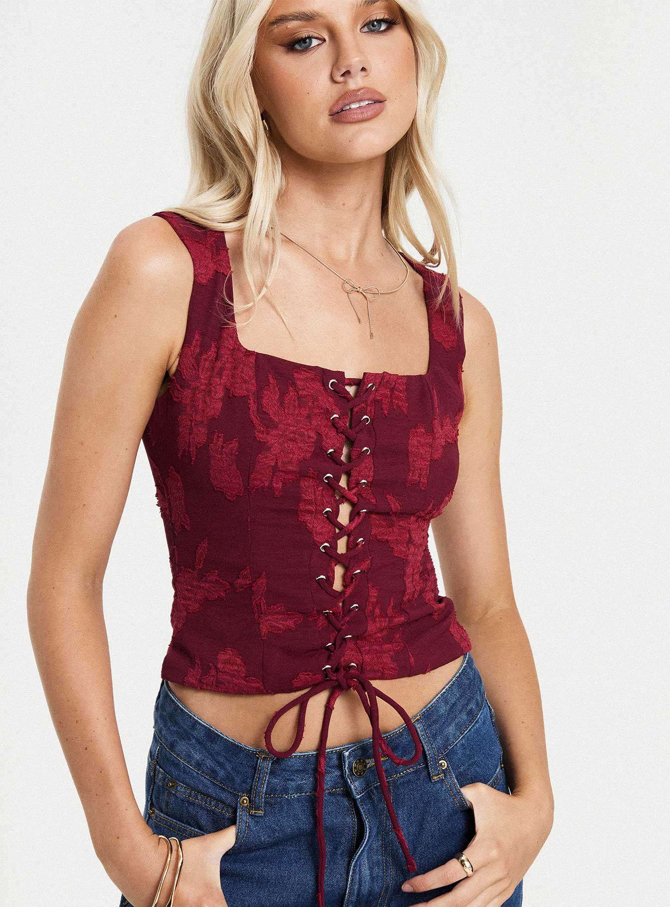 Vincenzo Corset Top Red - Image 7