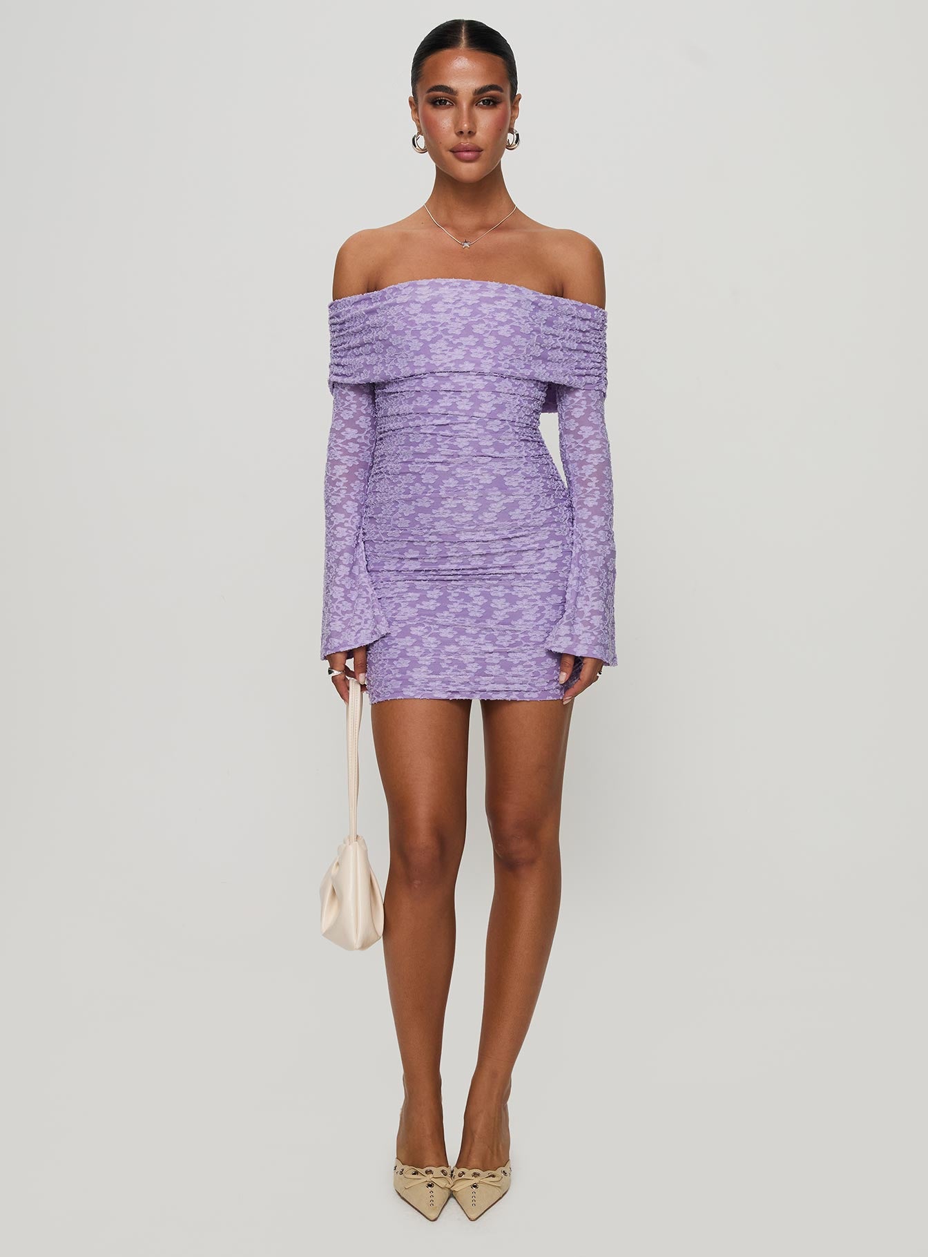 Intereste Long Sleeve Mini Dress Purple - Image 6