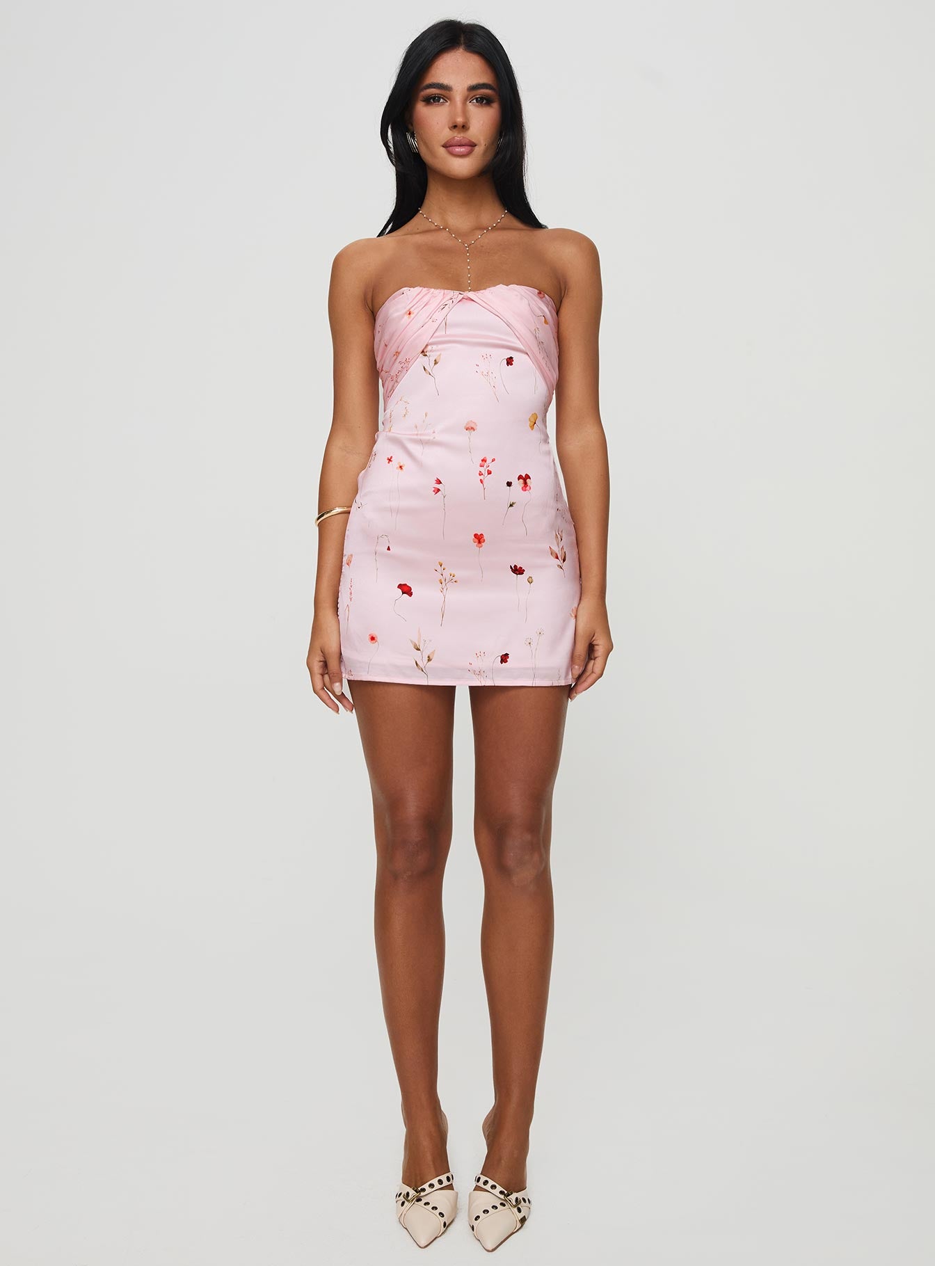 Irena Strapless Mini Dress Pink Floral - Image 7