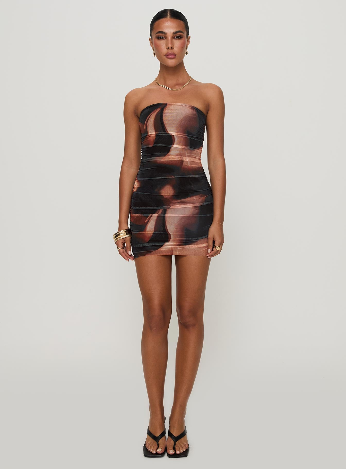 Kalena Mini Dress Brown Multi - Image 7