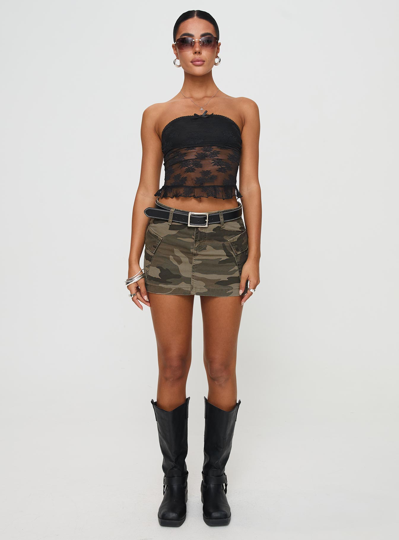 Zakai Cargo Denim Mini Skirt Camo - Image 7