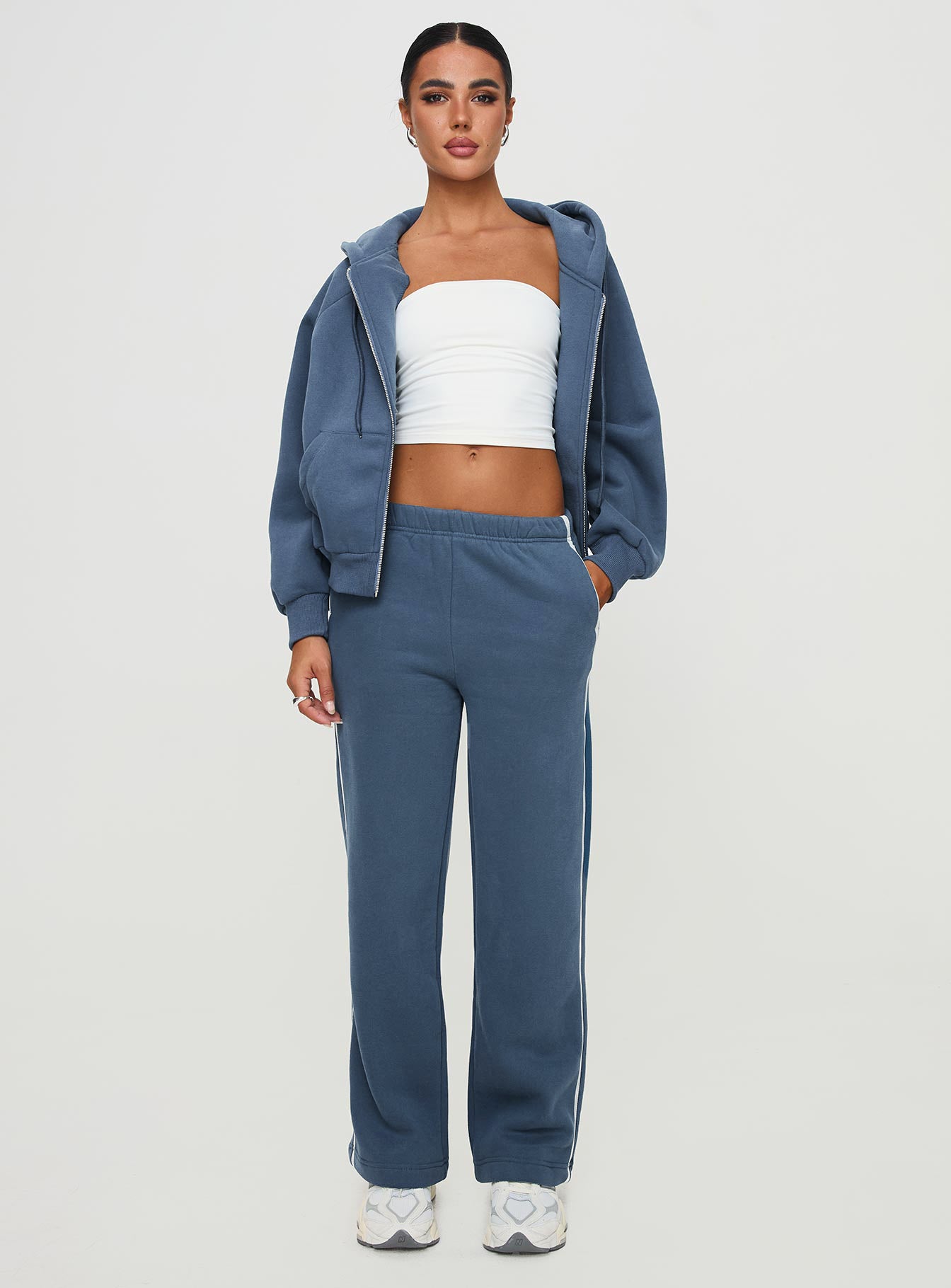 Skiller Side Stripe Track Pants Navy - Image 7