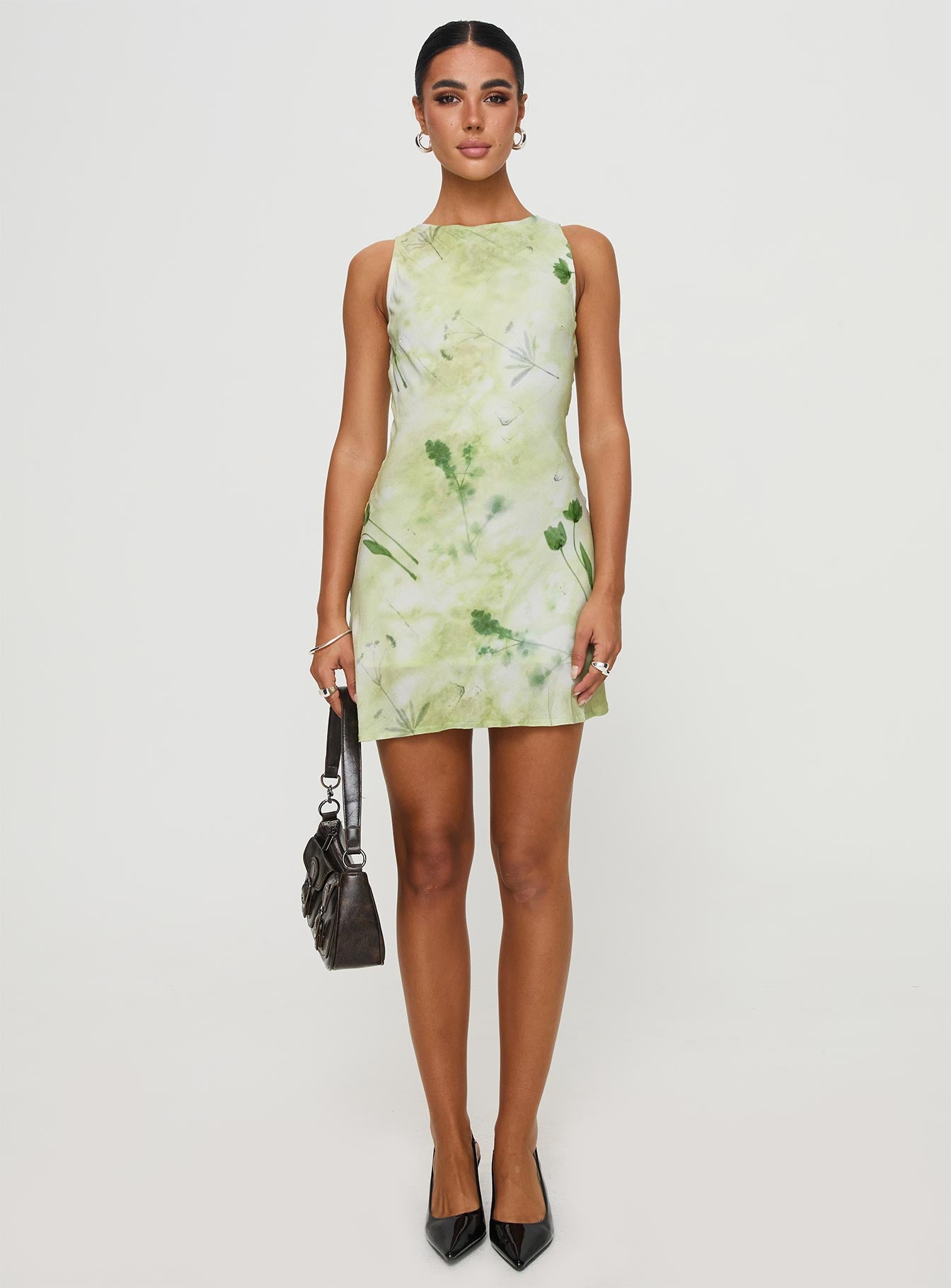 Vivre Mini Dress Green Floral - Image 7