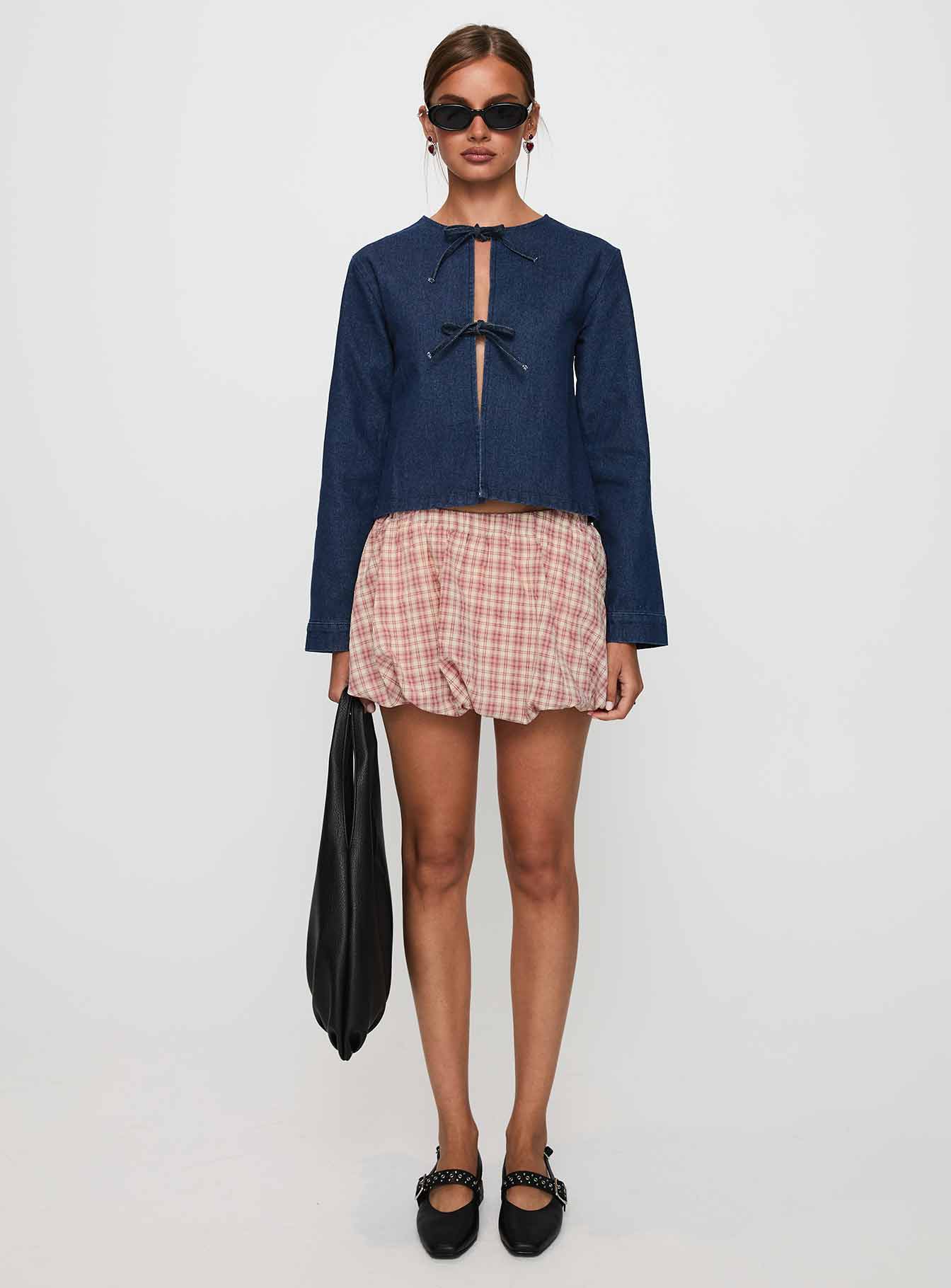 Never Alone Tie Detail Jacket Denim - Image 7