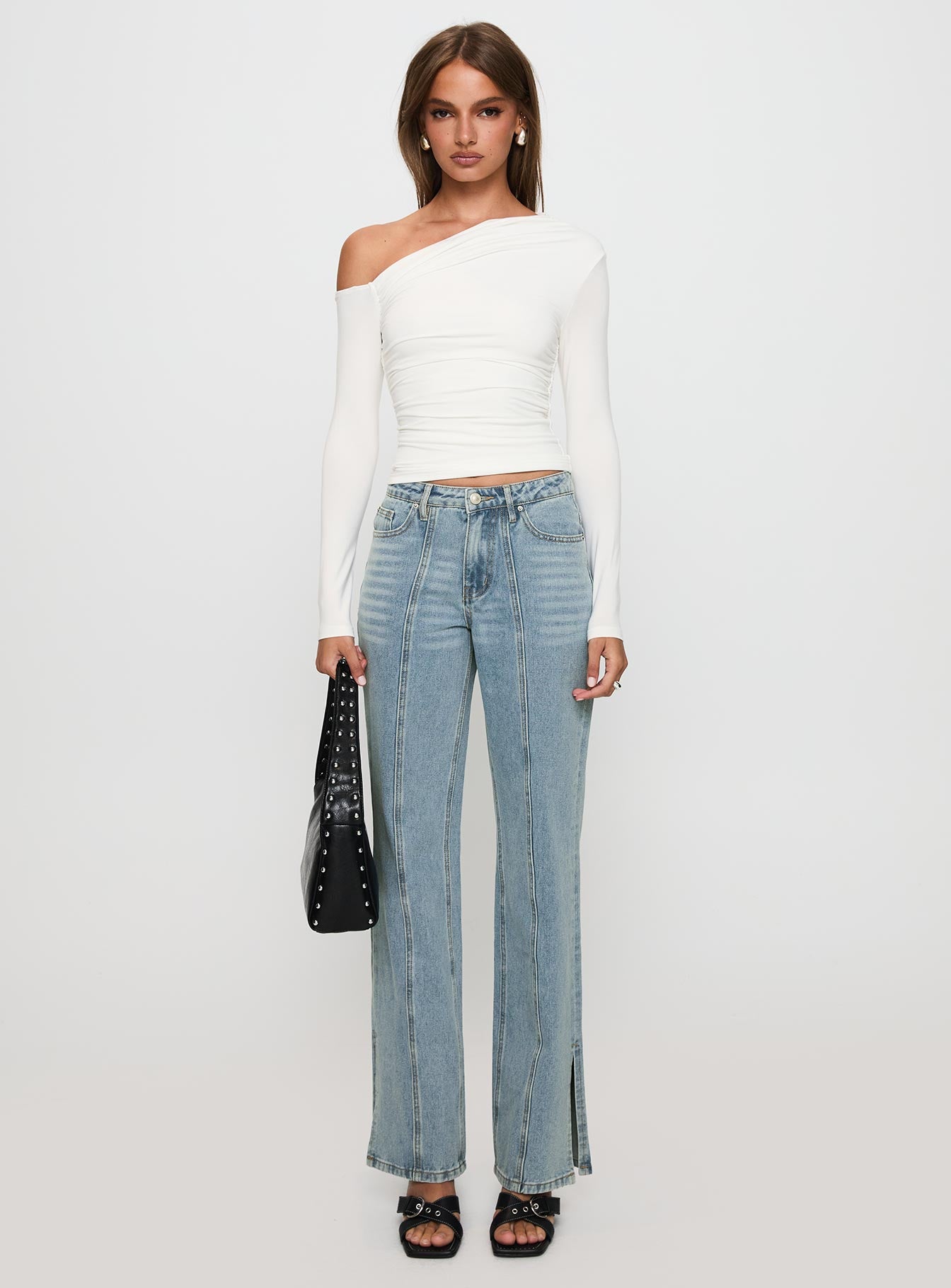 White Mustang Mid Rise Straight Leg Jean Light Blue - Image 6