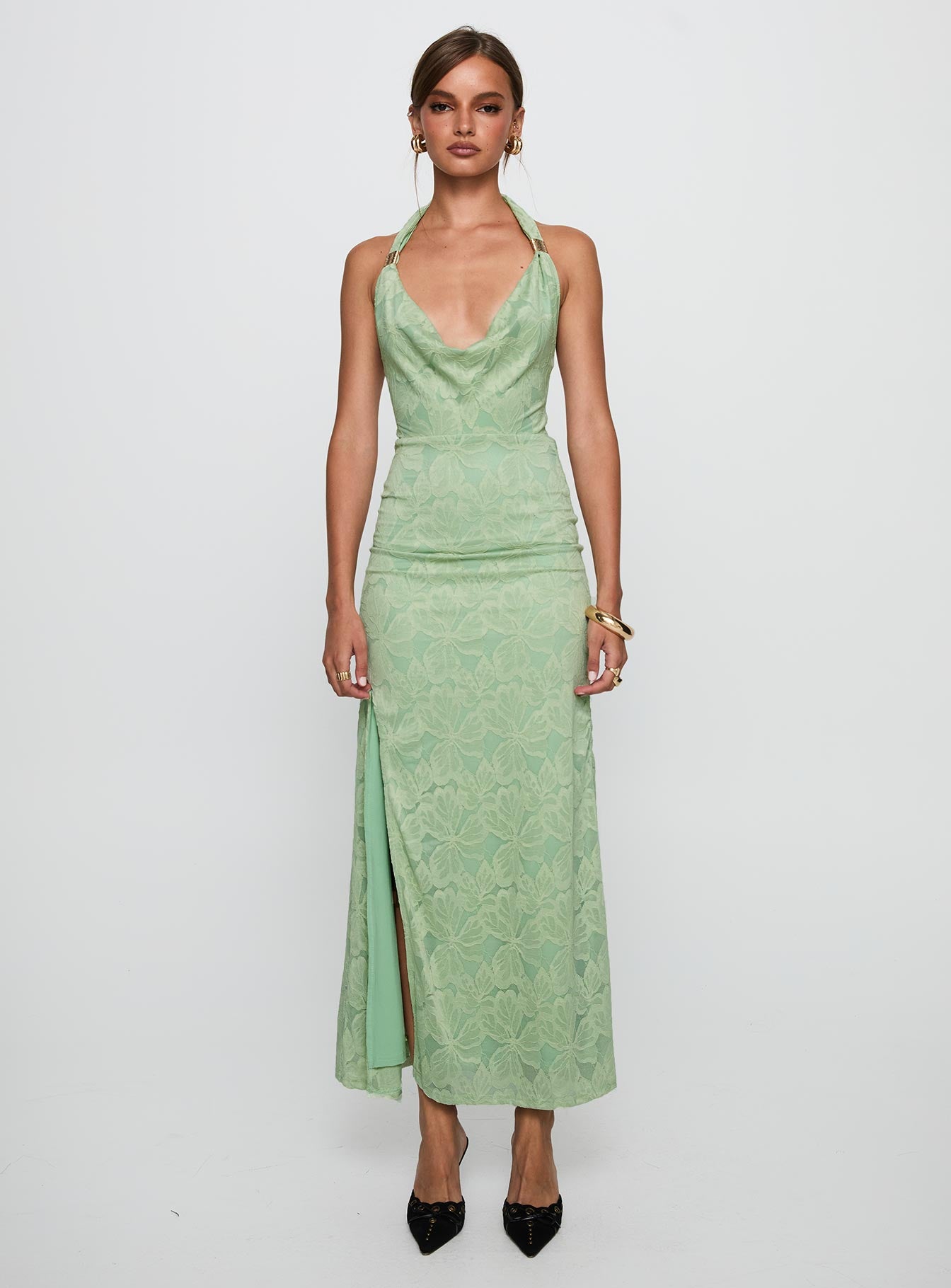 Starfall Halter Maxi Dress Sage - Image 6