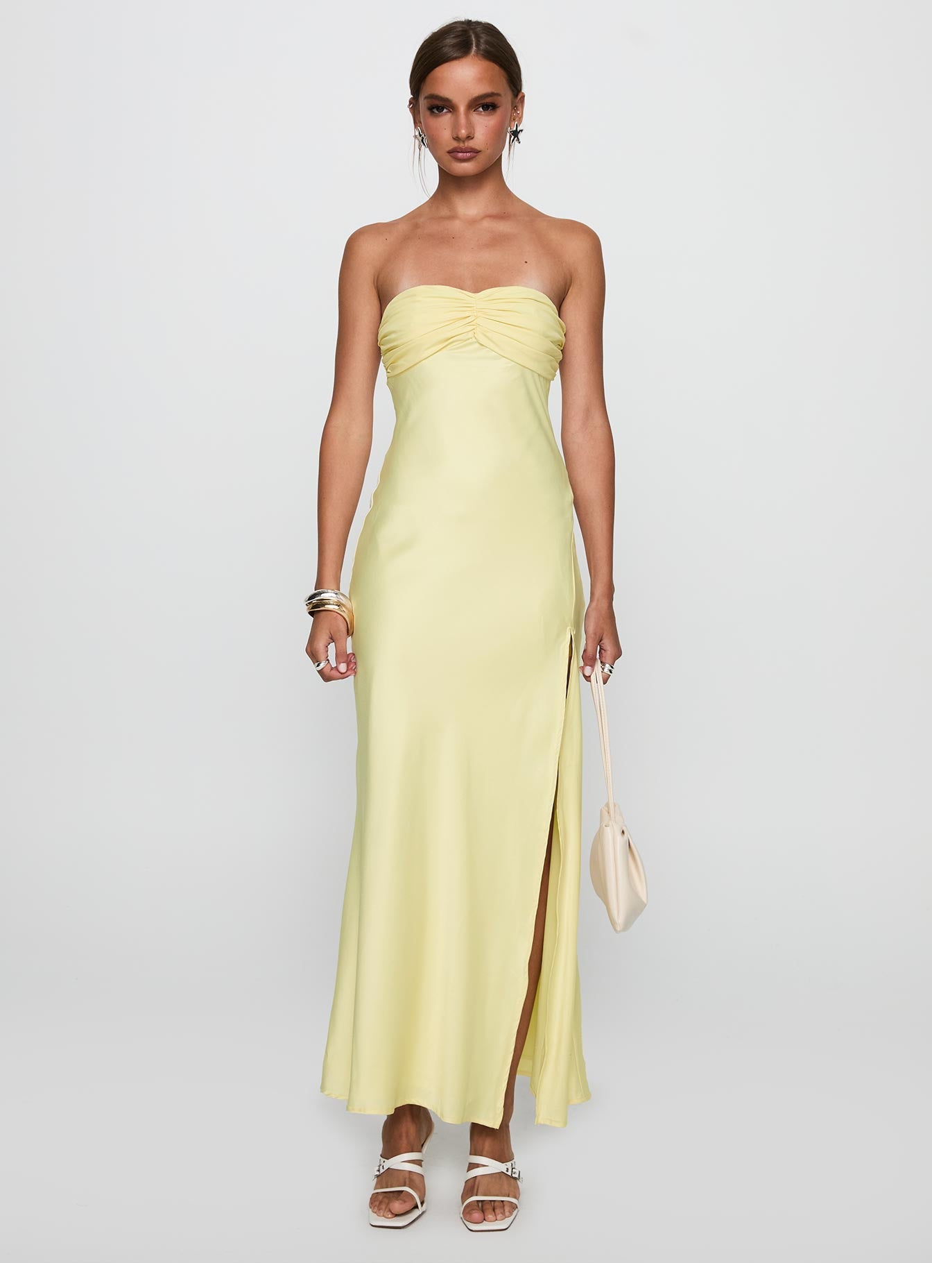 Chevalier Strapless Maxi Dress Lemon - Image 6