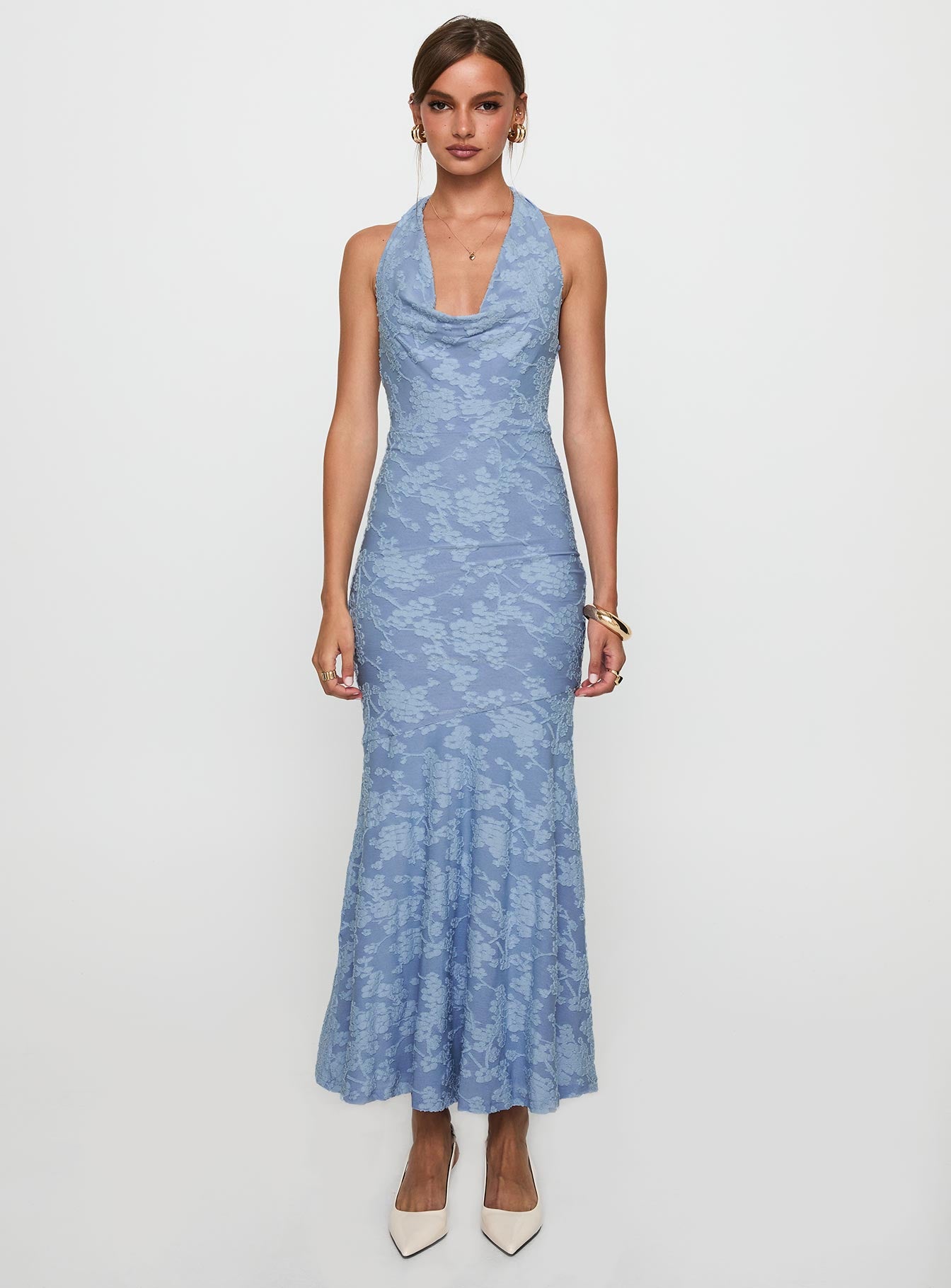 Aymie Halter Maxi Dress Blue - Image 6