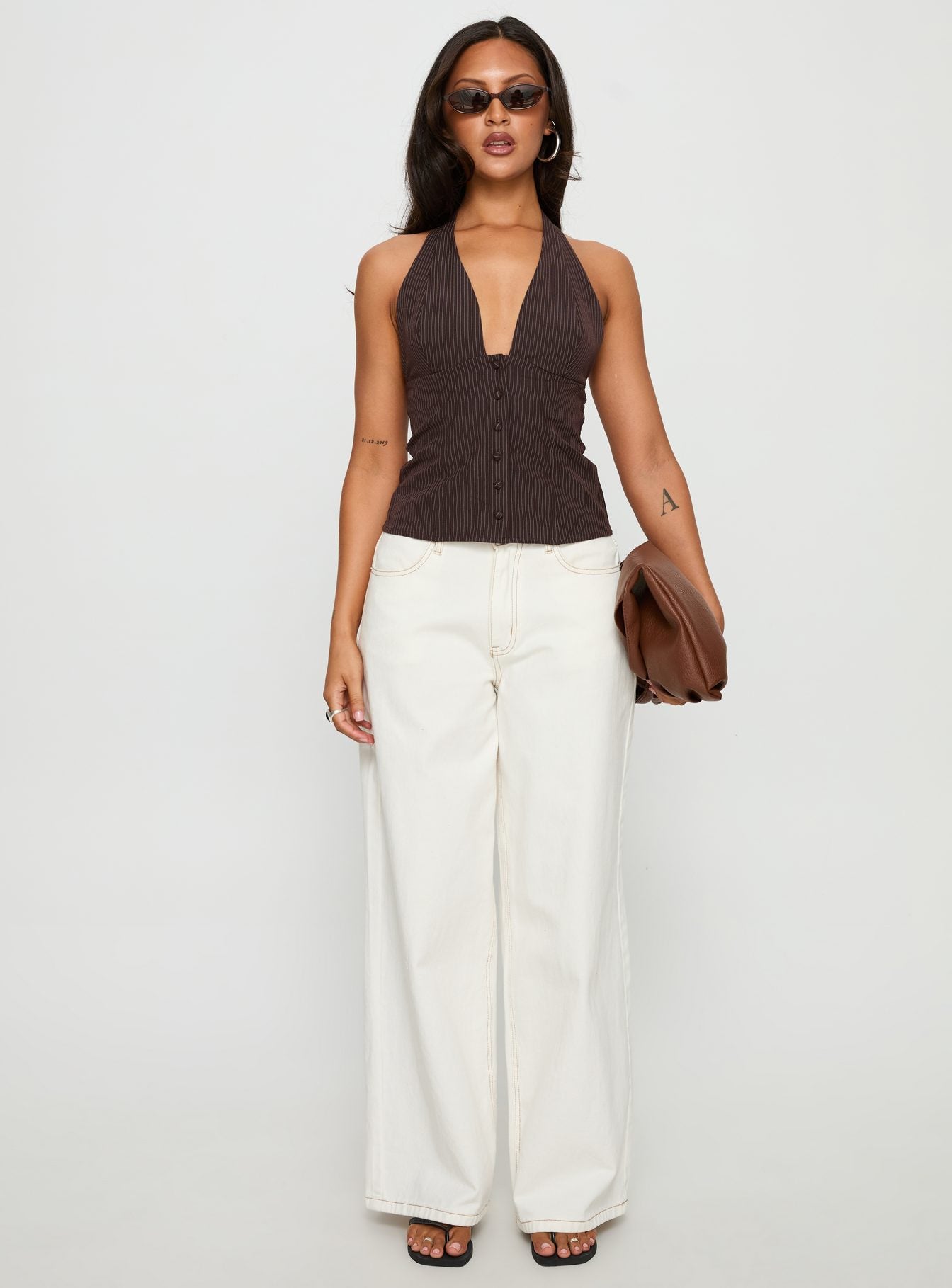 Serefina Halter Top Brown Stripe - Image 6