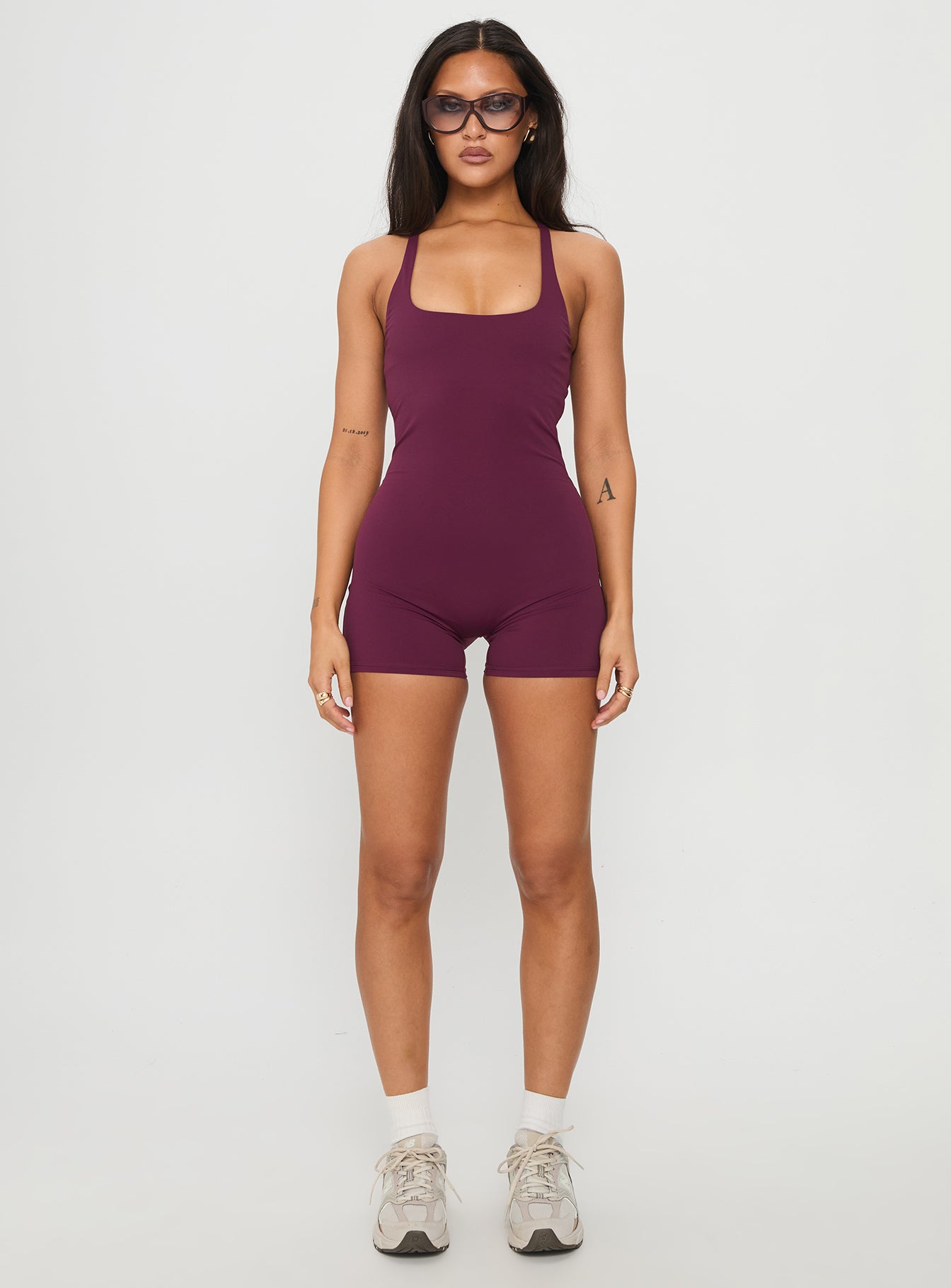Run The Play Active Romper Plum - Image 7