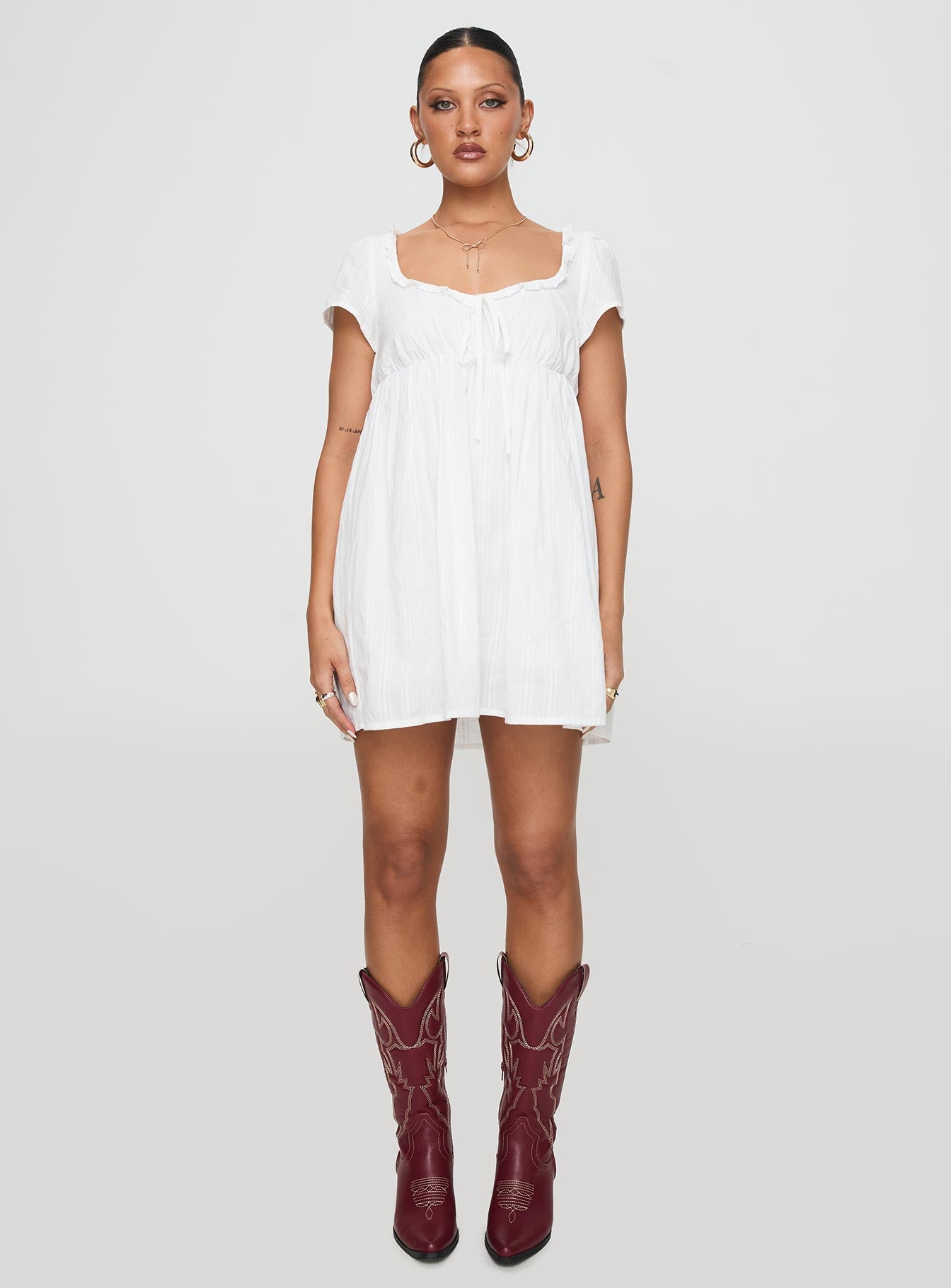 Monsterrat Mini Dress White - Image 7