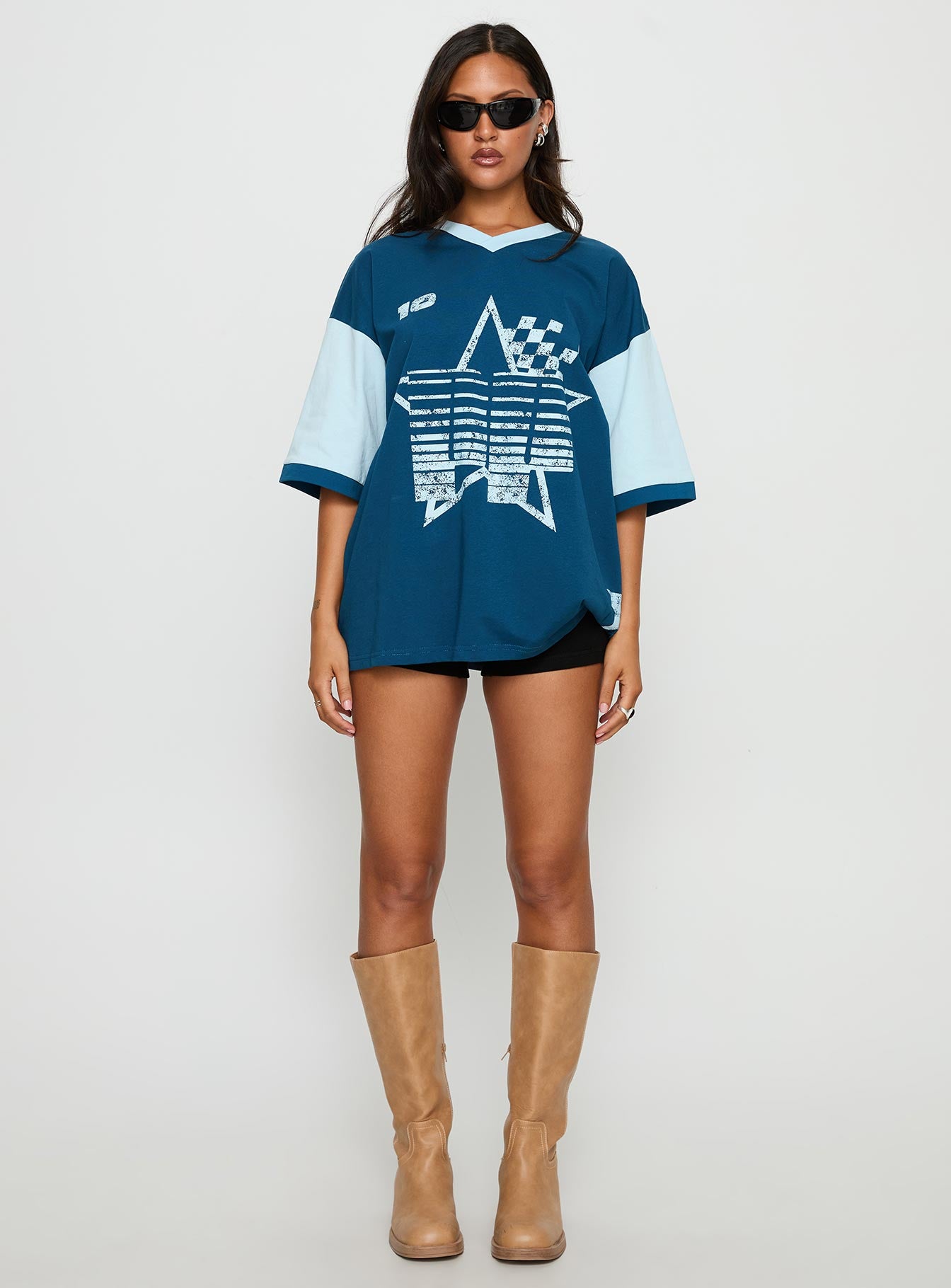 Nachell Short Sleeve Moto Top Blue - Image 7