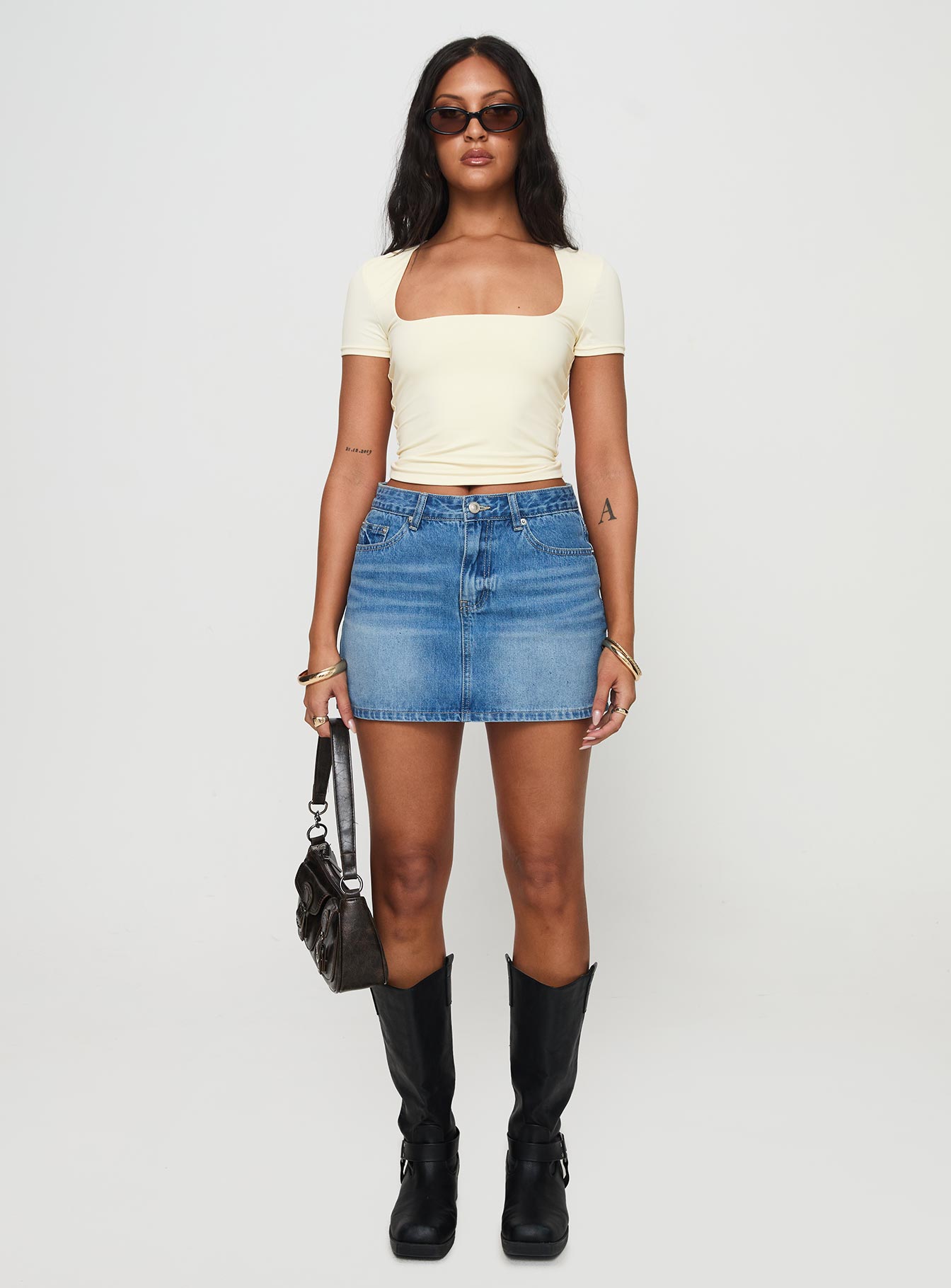 Paulette Denim Mini Skirt Light Wash - Image 7