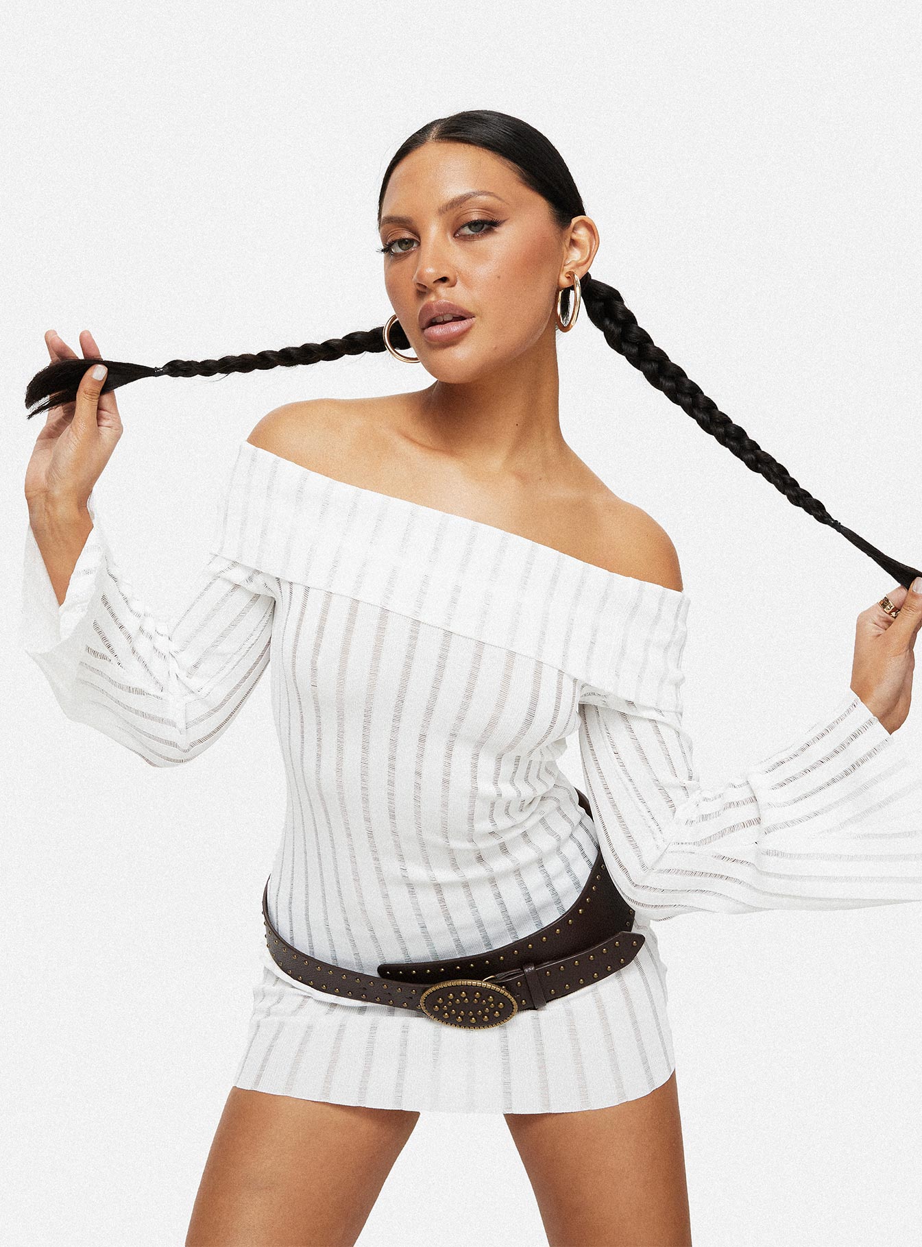 Sorrel Off The Shoulder Mini Dress White - Image 7