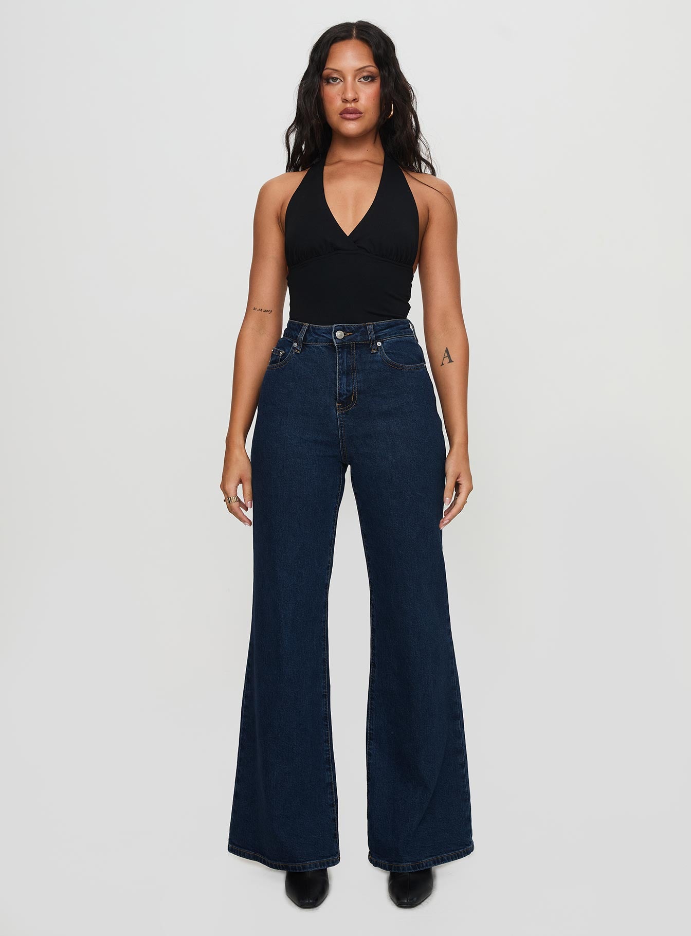 Thearlie High Rise Flared Jeans Dark Wash - Image 7