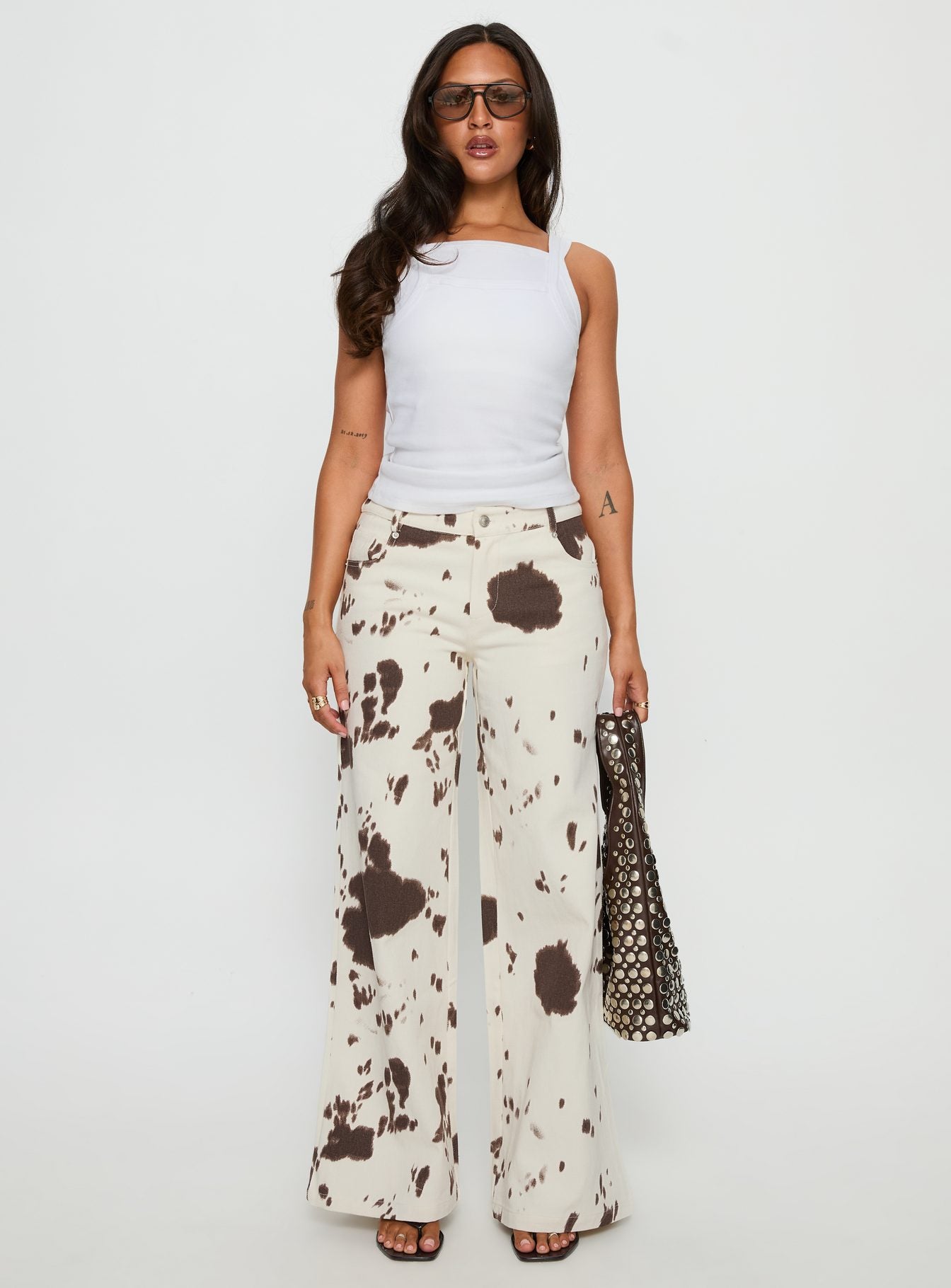 Big Dreamer Low Rise Straight Leg Jeans Cow Print - Image 7