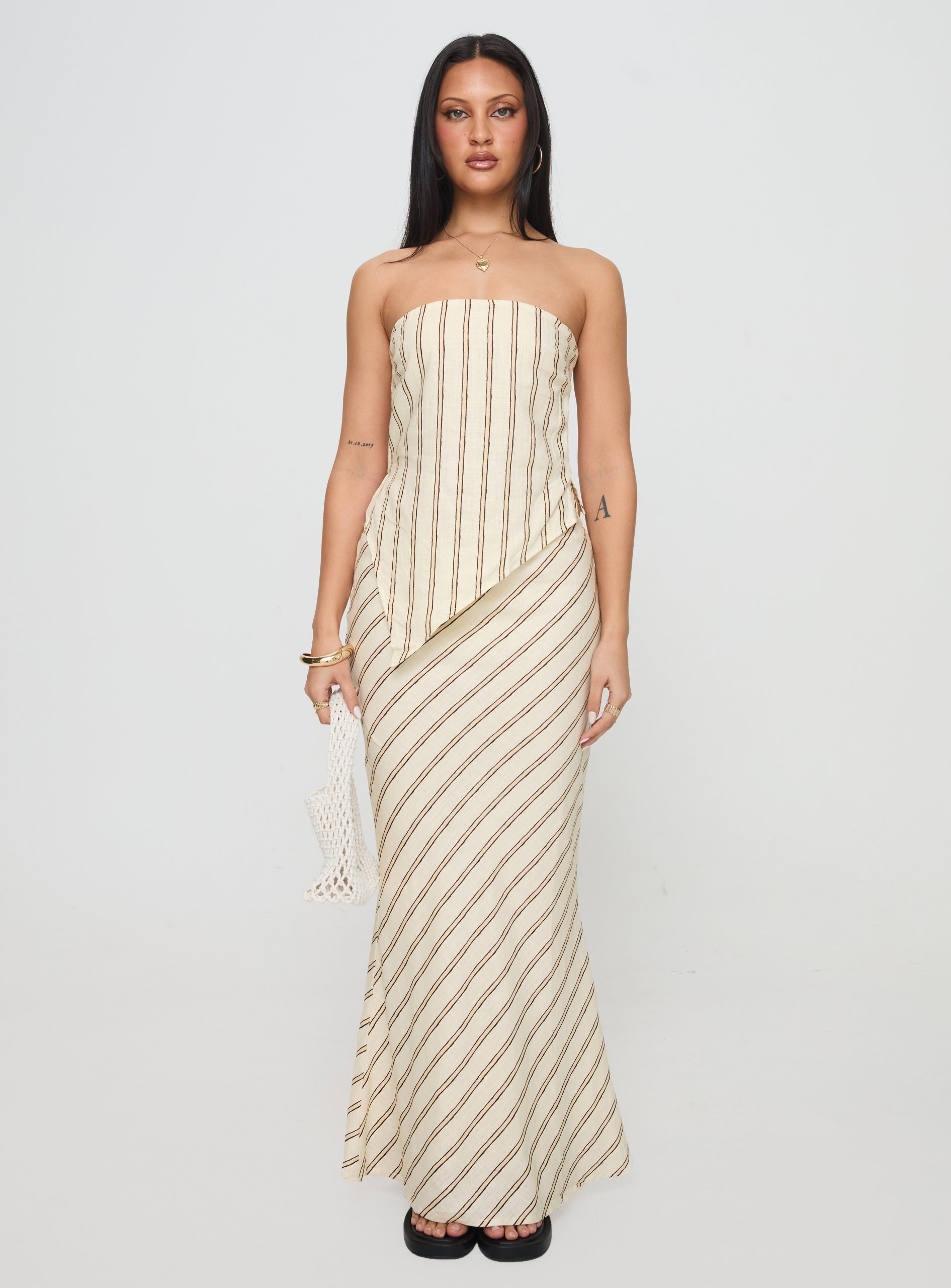 Birdie Asymmetric Linen Blend Top Cream - Image 7