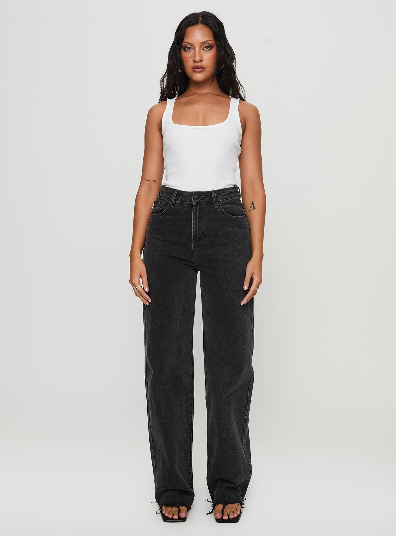 Karlina High Rise Straight Leg Jeans Charcoal - Image 7