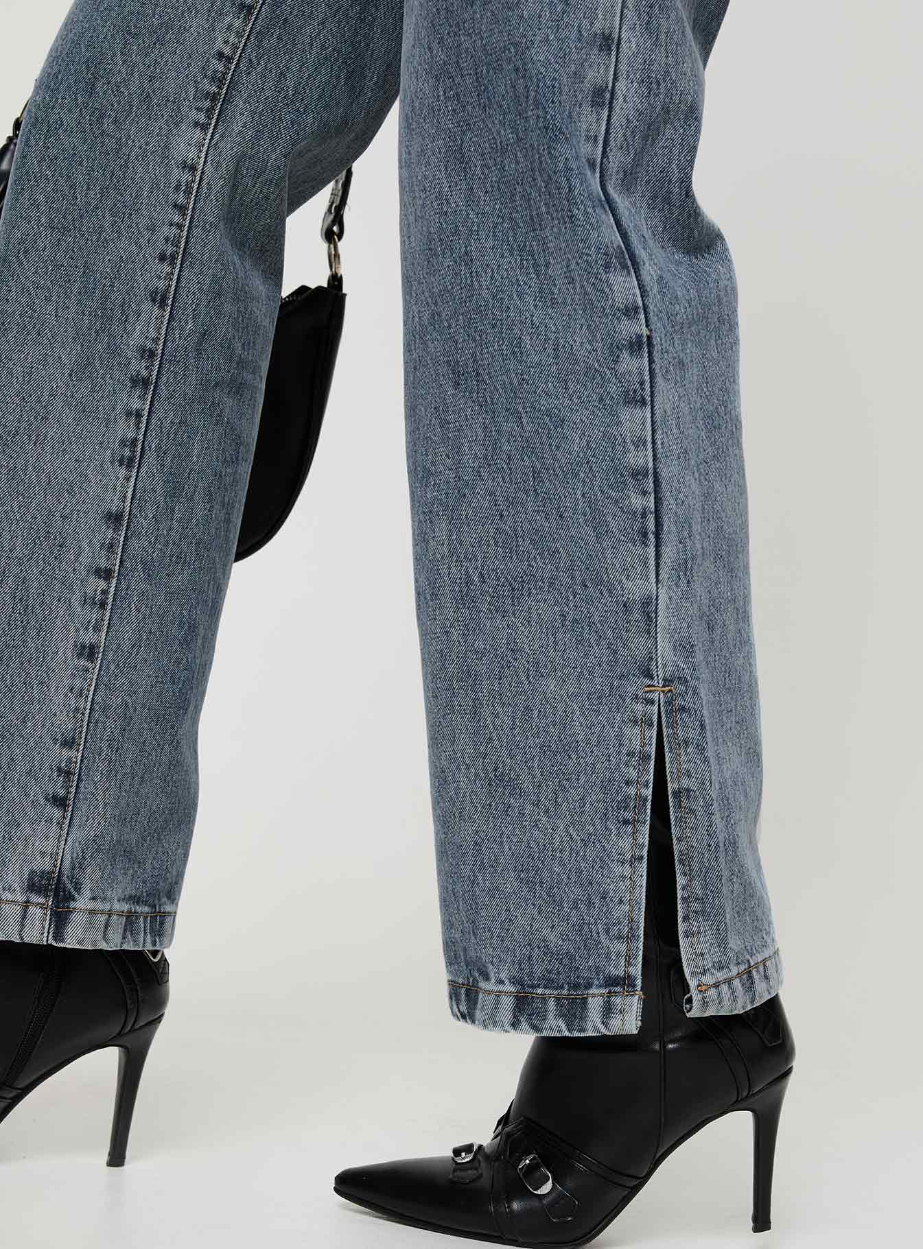 Brunell Asymmetrical Waistband Jeans Mid Wash - Image 8