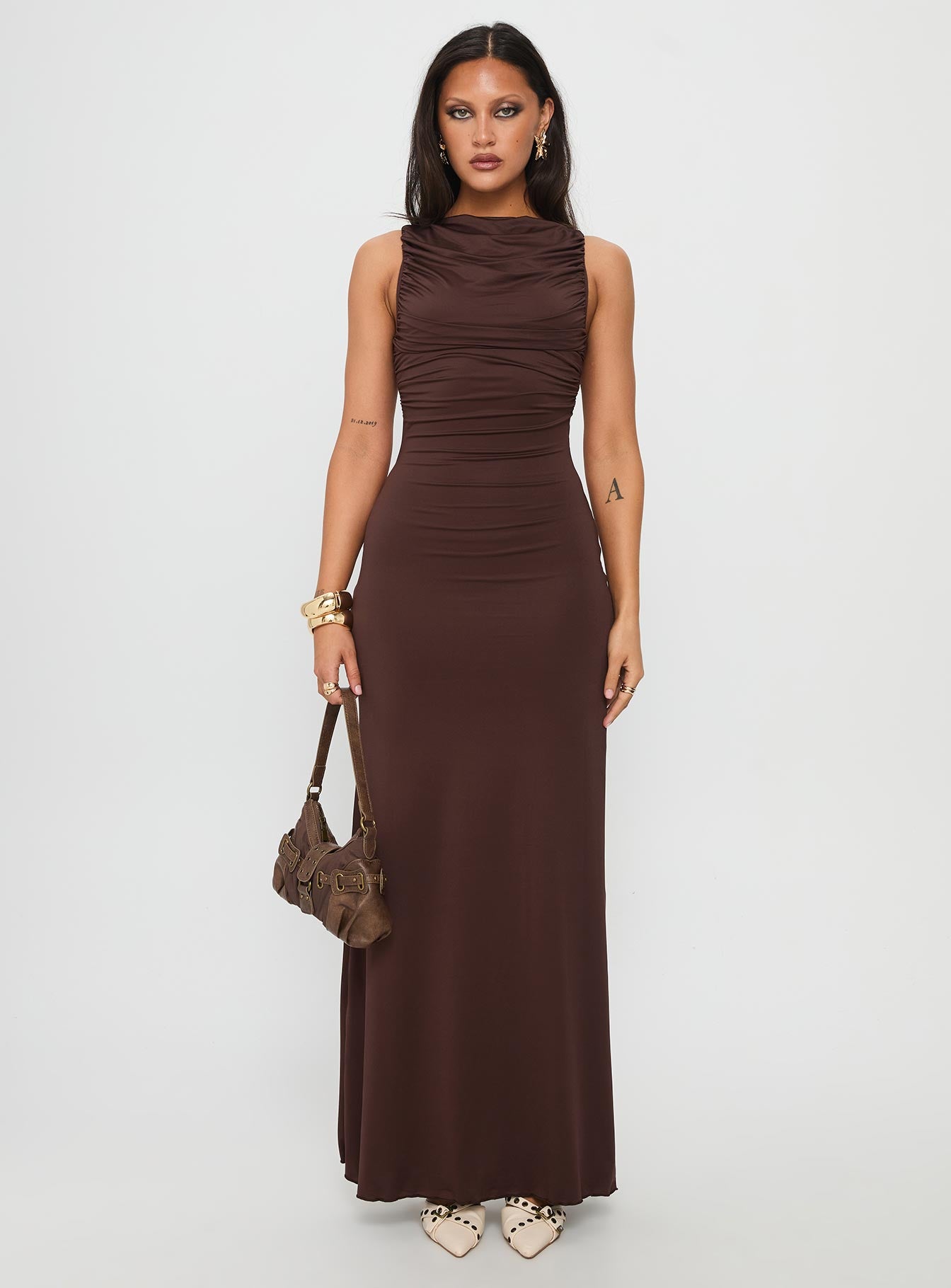 Undeniable Cut Out Maxi Dress Brown - Image 7