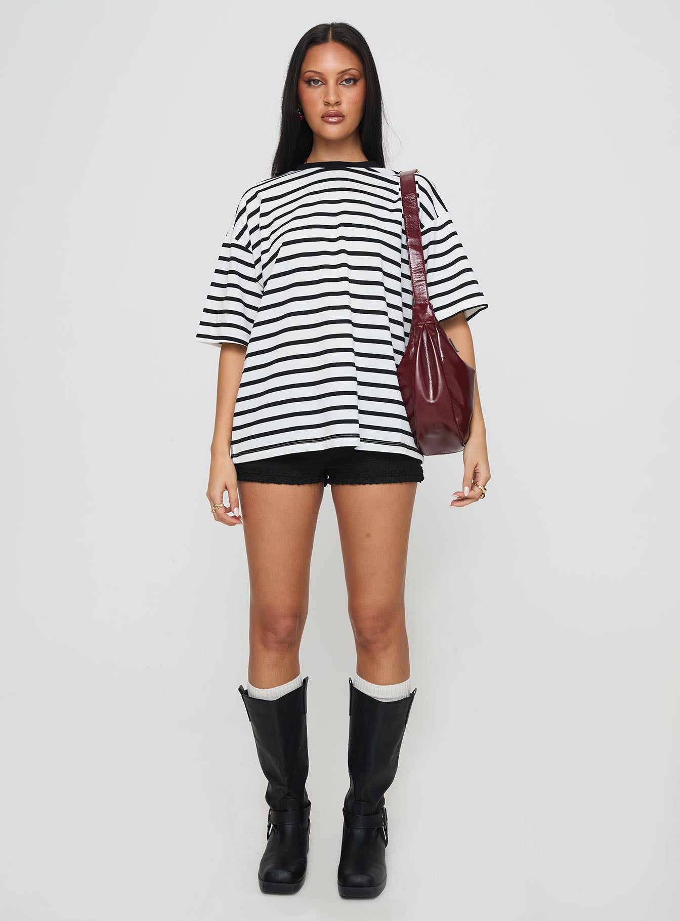 Nersa Oversized Tee Black/white Stripe - Image 6