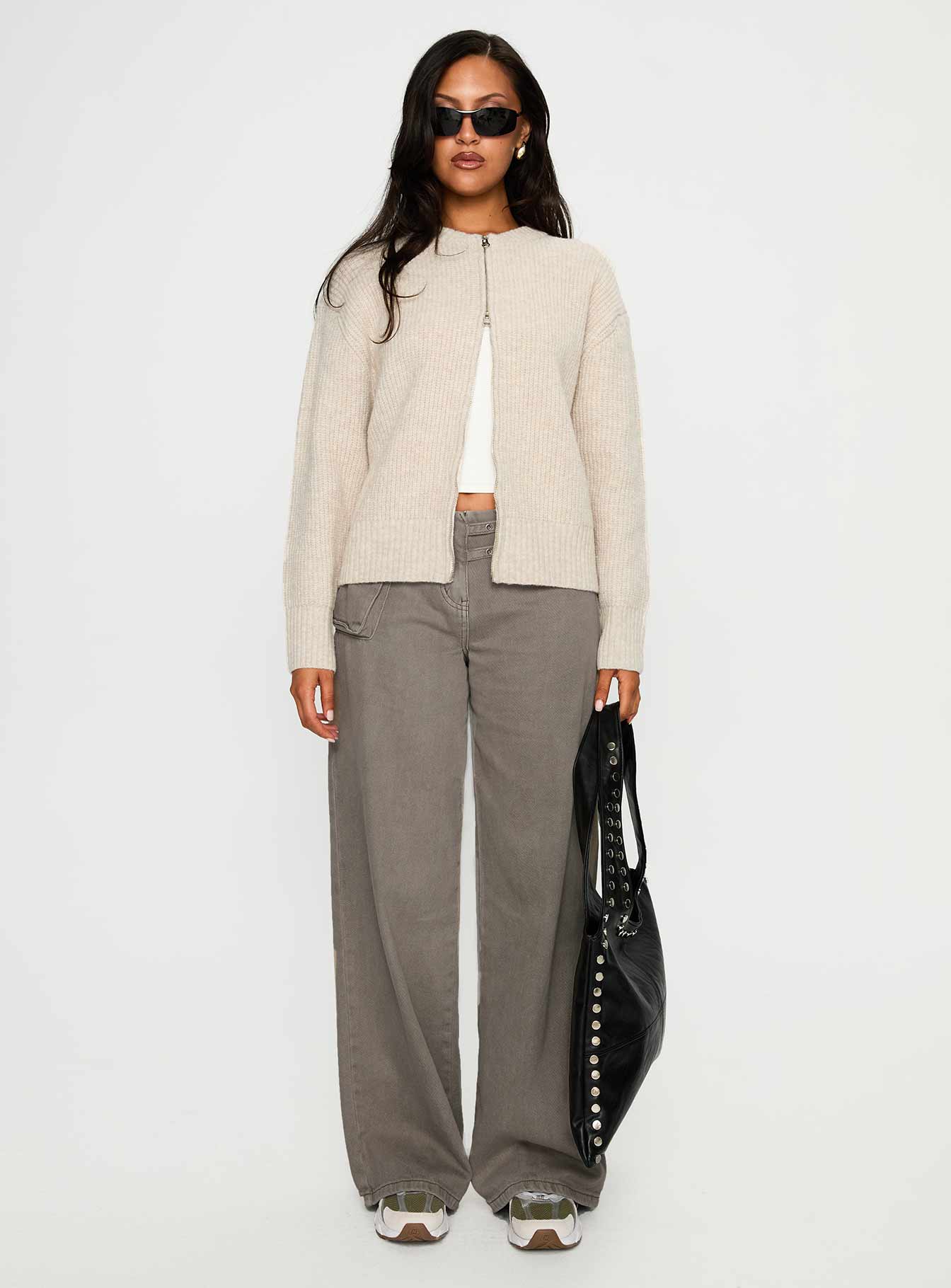 Lexene Zip Through Jumper Oat - Image 7