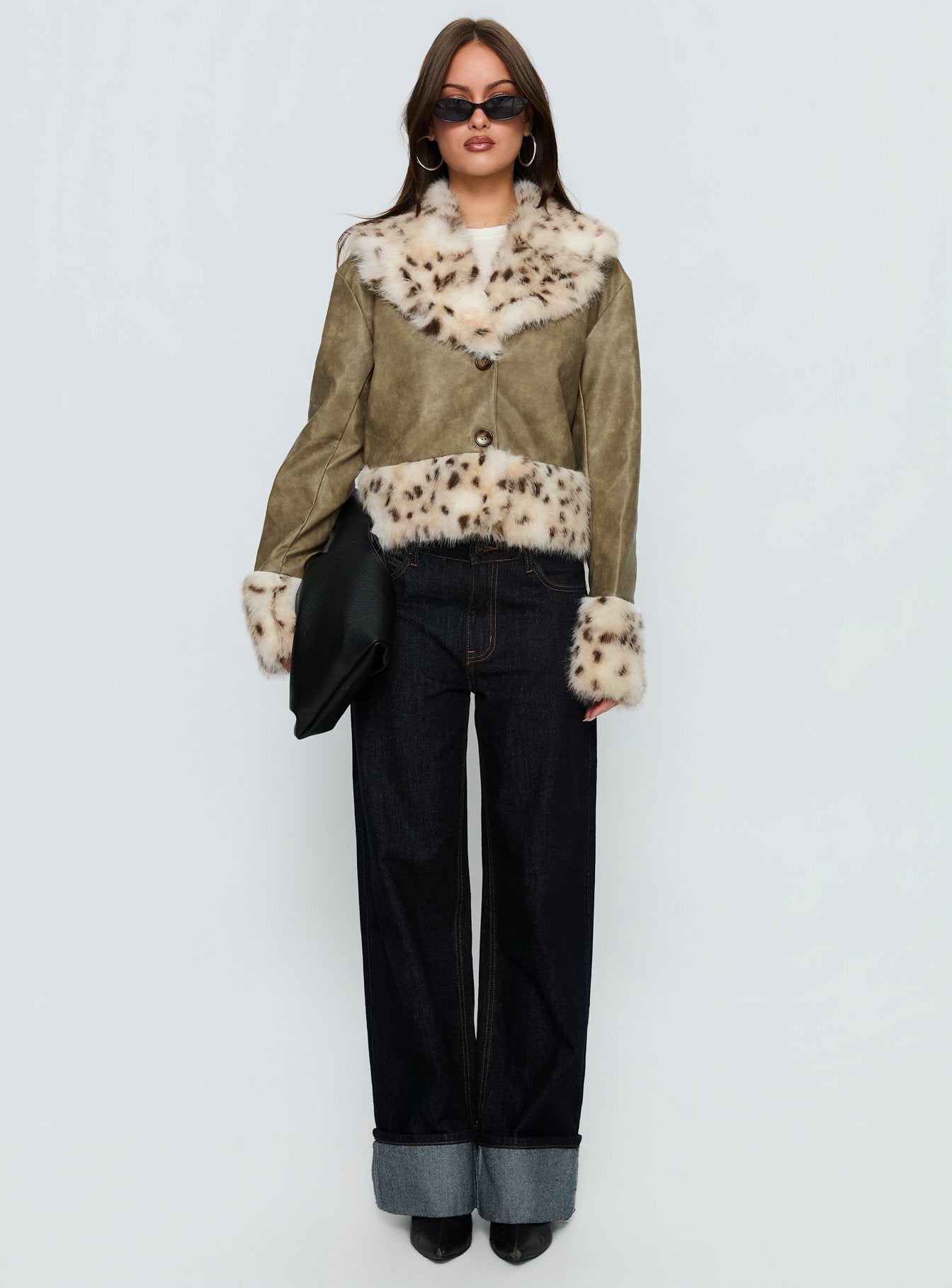 Hiraya Faux Fur Trim Jacket Vintage Green - Image 7