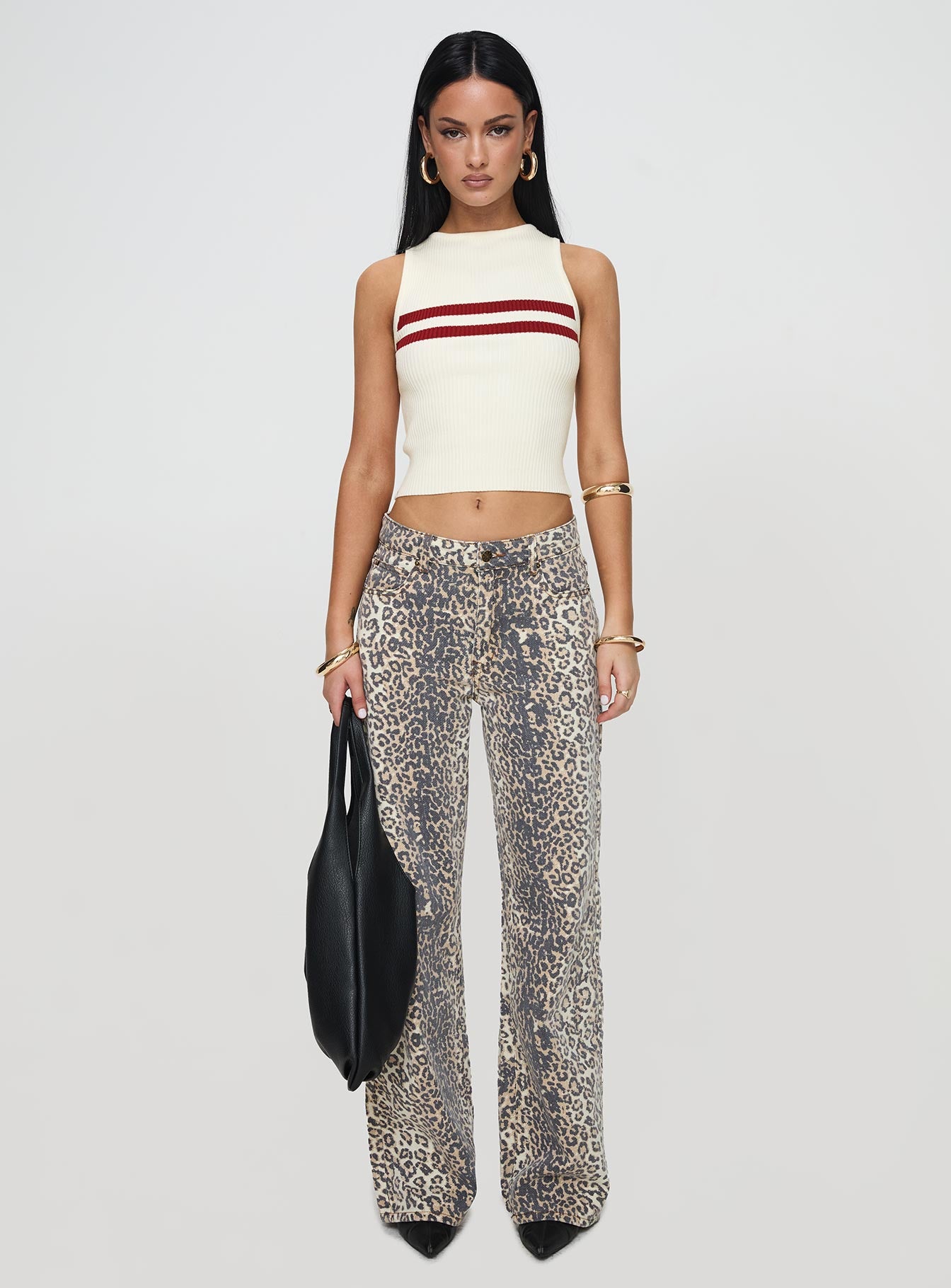 Top Model Low Rise Straight Leg Jeans Leopard Fade - Image 7