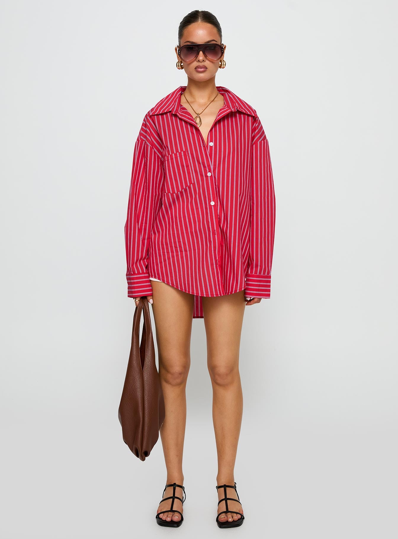 Kodhi Oversized Long Sleeve Top Red Stripe - Image 7