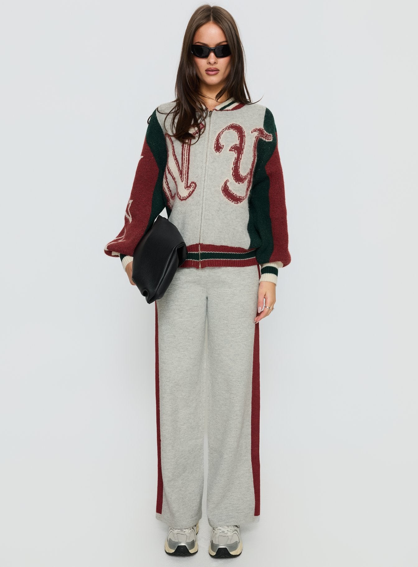 Brandyce Graphic Knit Jacket Grey / Red - Image 6