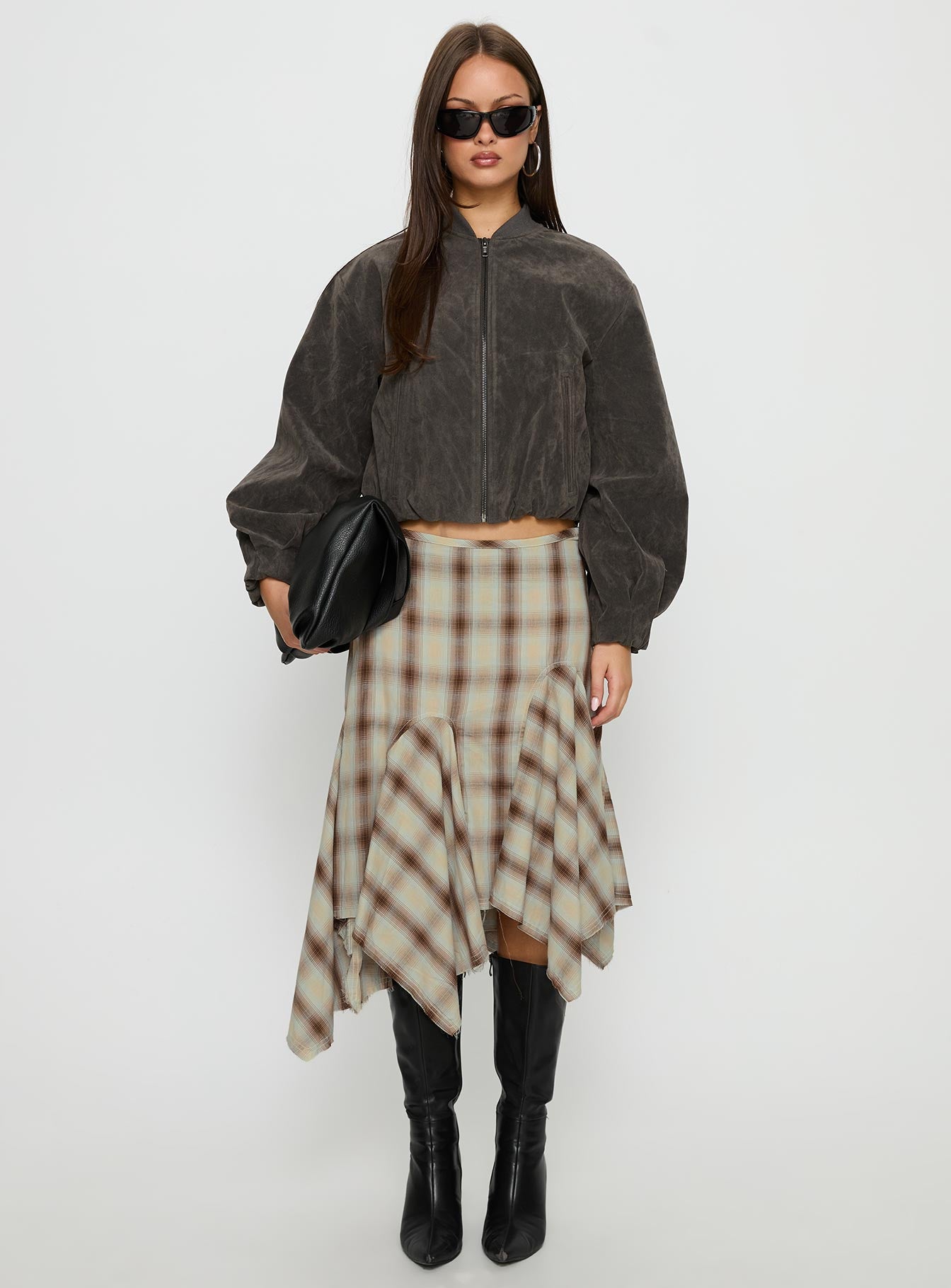 Toshie Asymmetrical Midi Skirt Multi Check - Image 7
