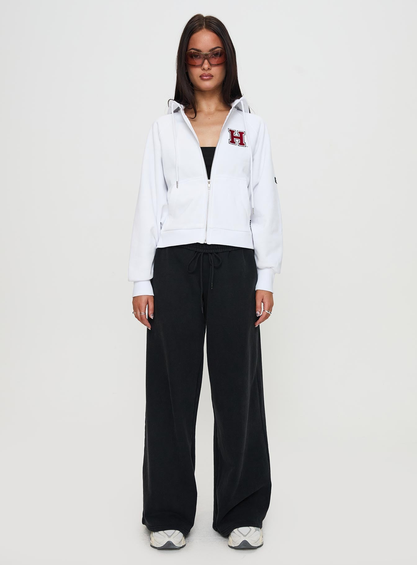 Harvard Raglan Zip Up White / Red - Image 7