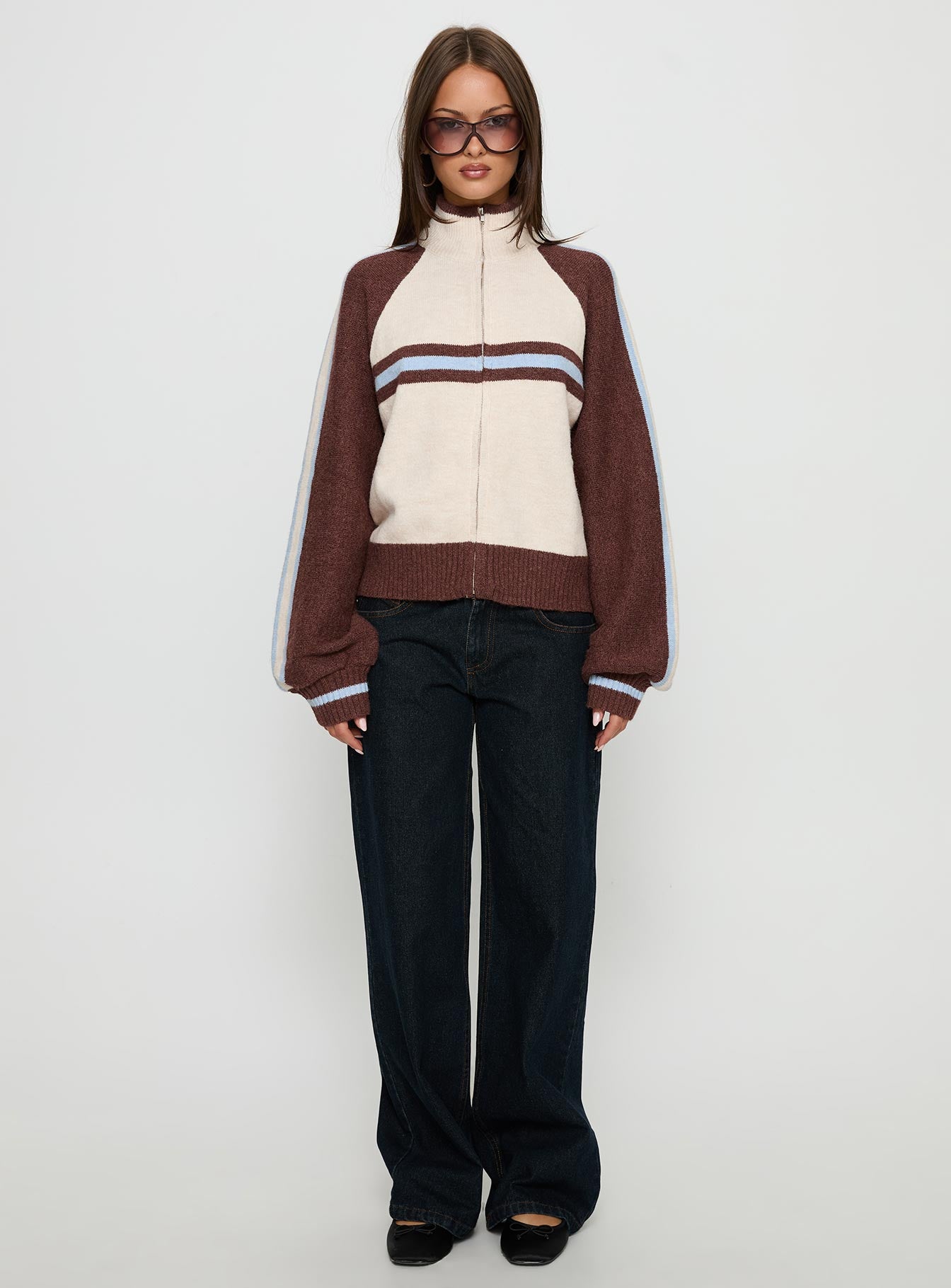 Lexanne Zip Through Knit Jumper Cream Multi - Image 7