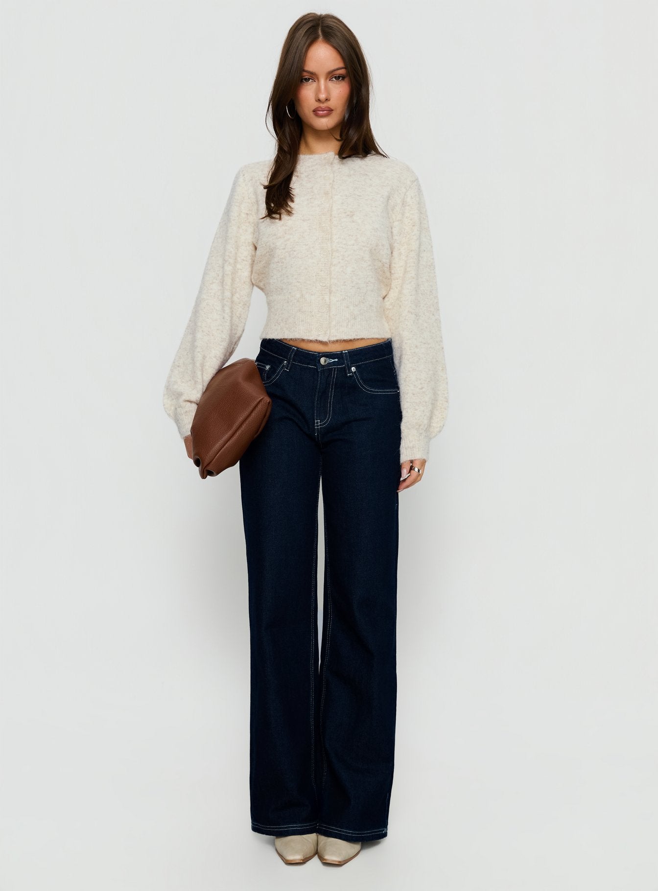 Dawsen Button Down Cardigan Cream - Image 7