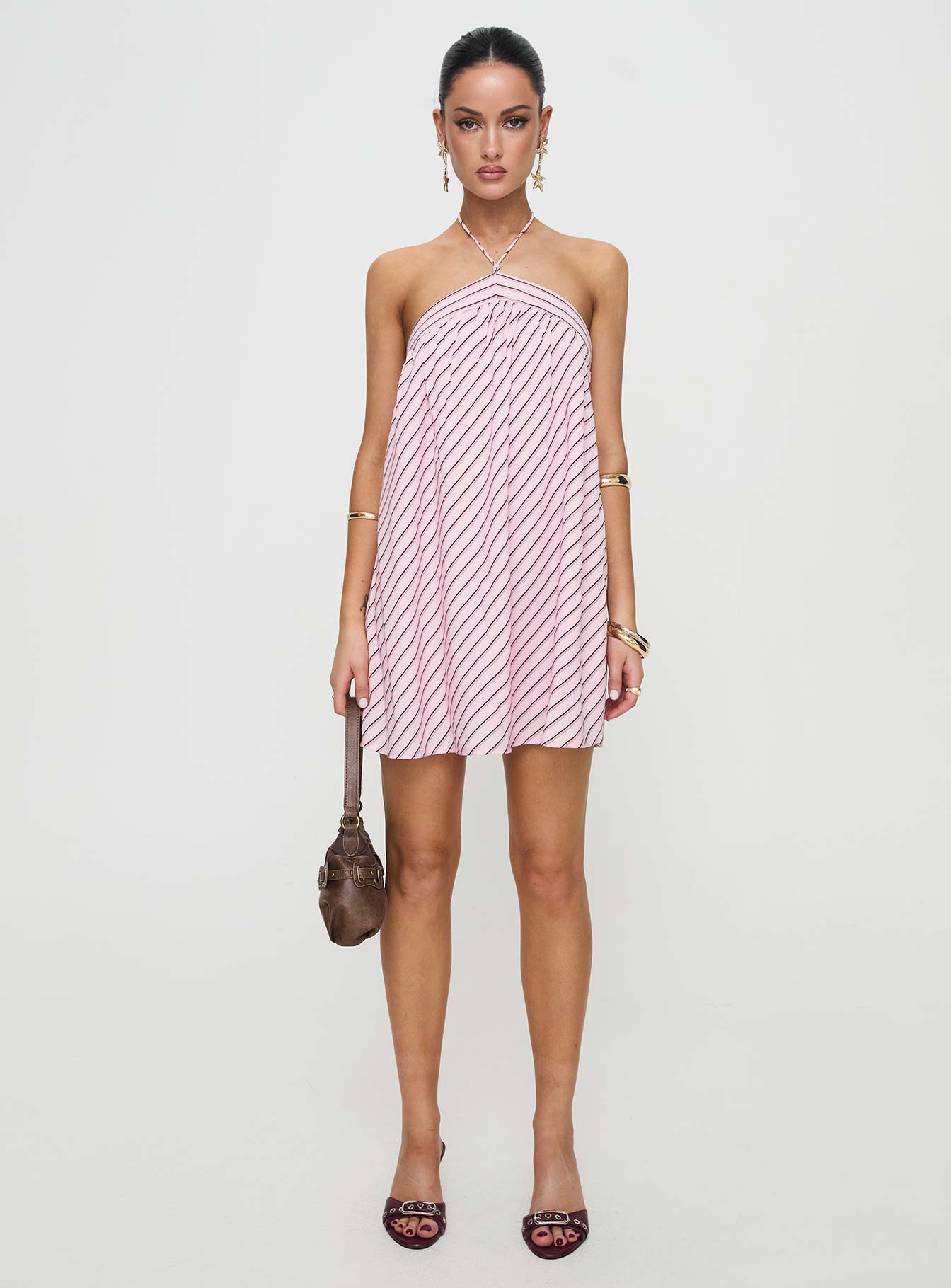 Moonlit Mini Dress Pink Stripe Petite - Image 7