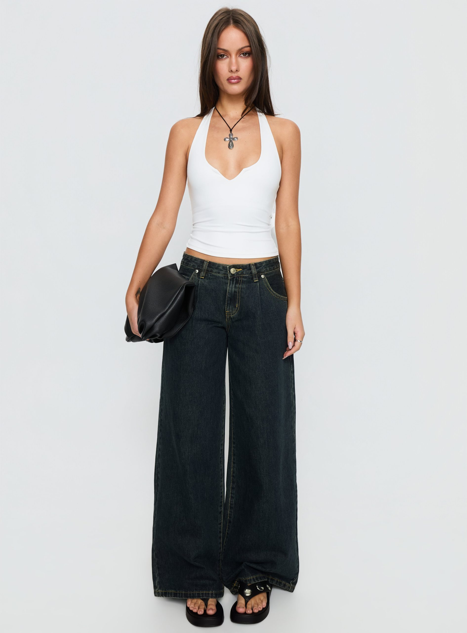 Supercut Low Rise Baggy Pleat Jeans Grunge Wash - Image 7