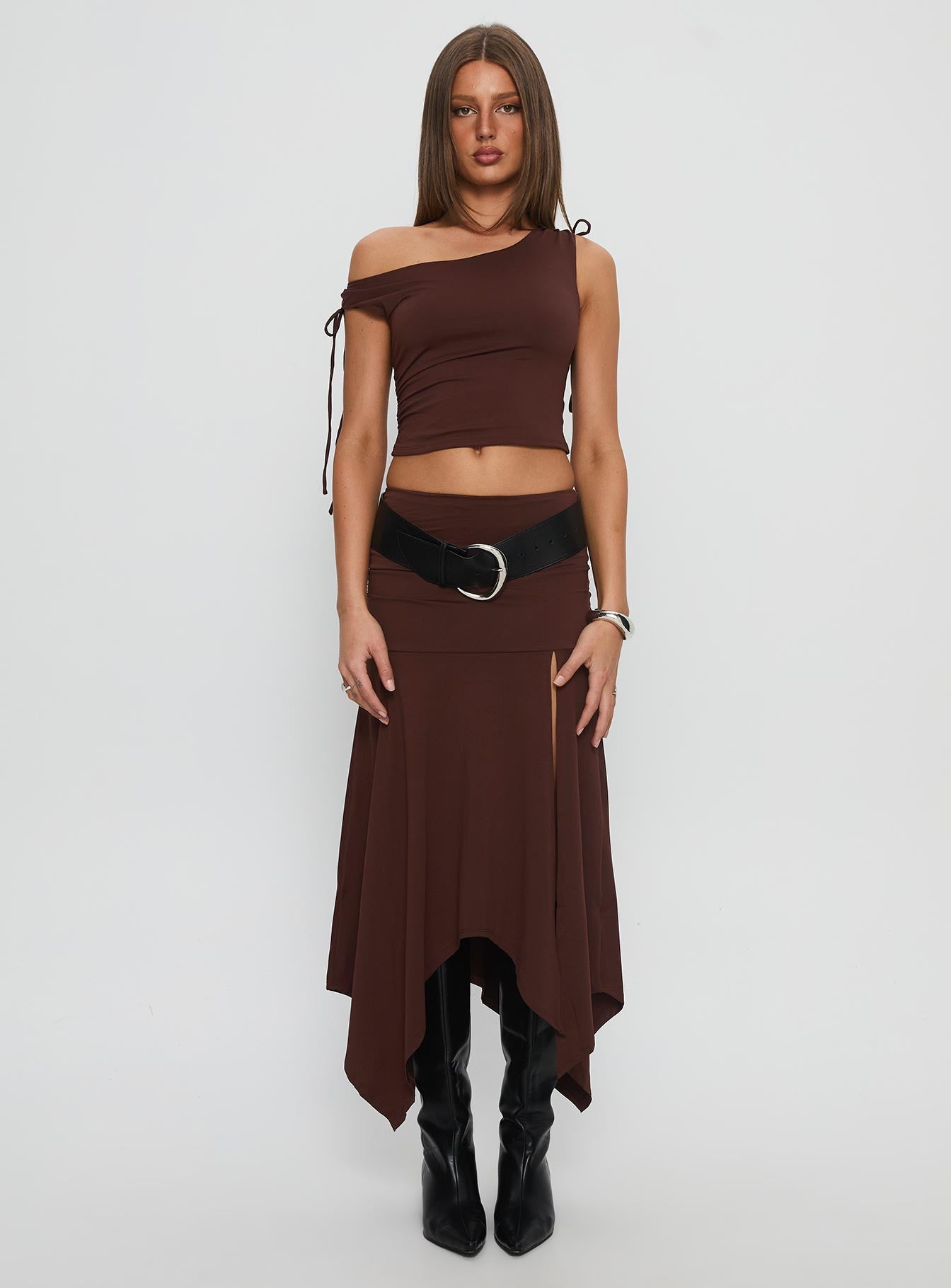 Azlynn Off Shoulder Set Brown - Image 7