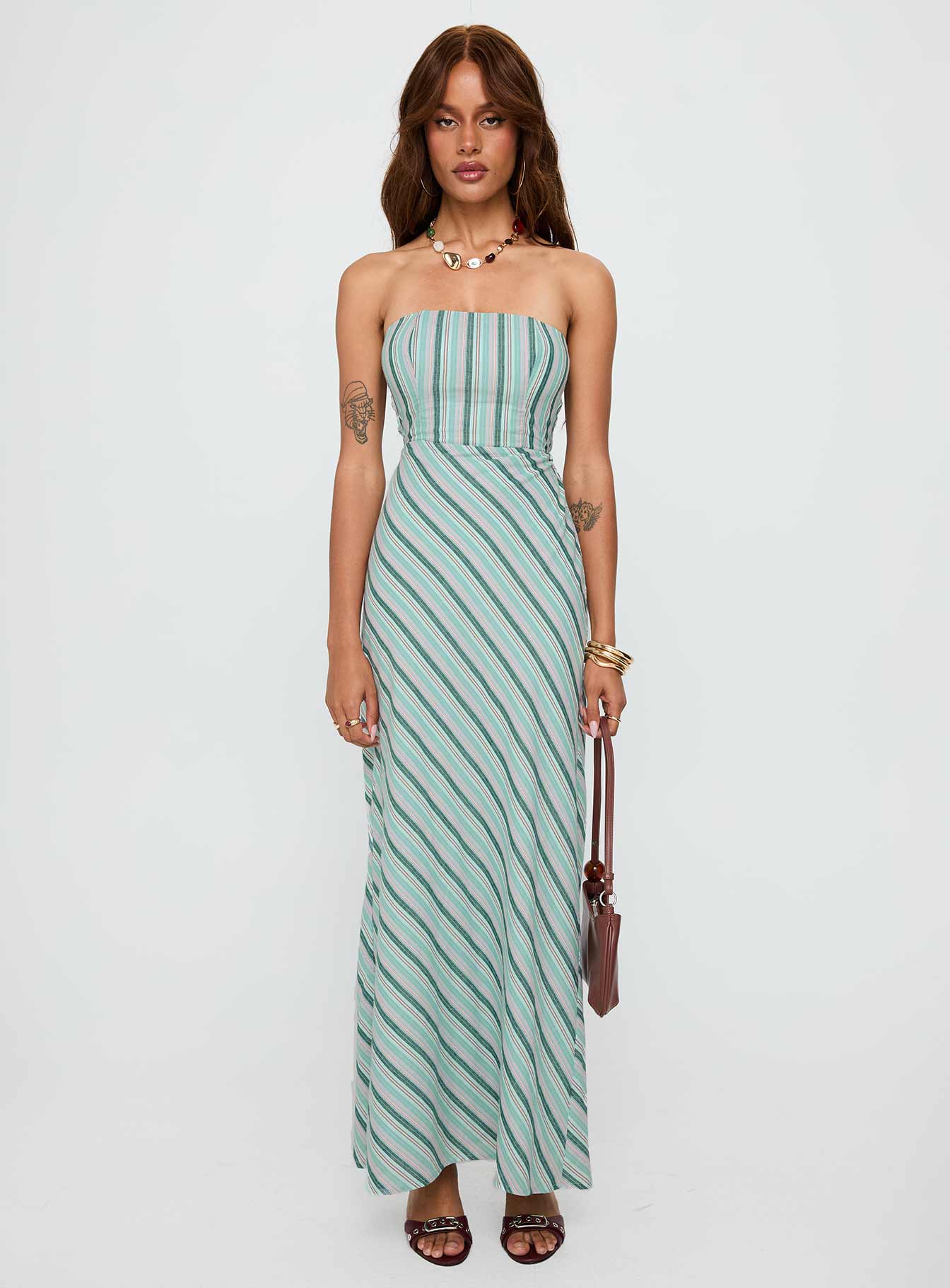 Finchie Strapless Maxi Dress Blue Stripe - Image 7